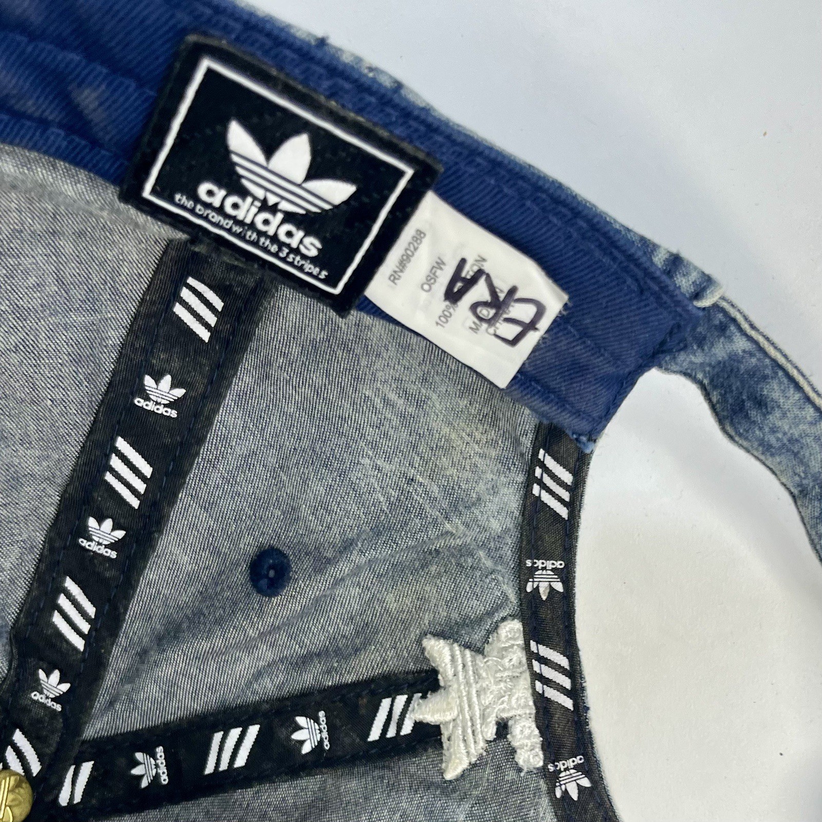 adidas Blue Denim Stone Washed Cap OSFW 100% cotton Adjustable back strap