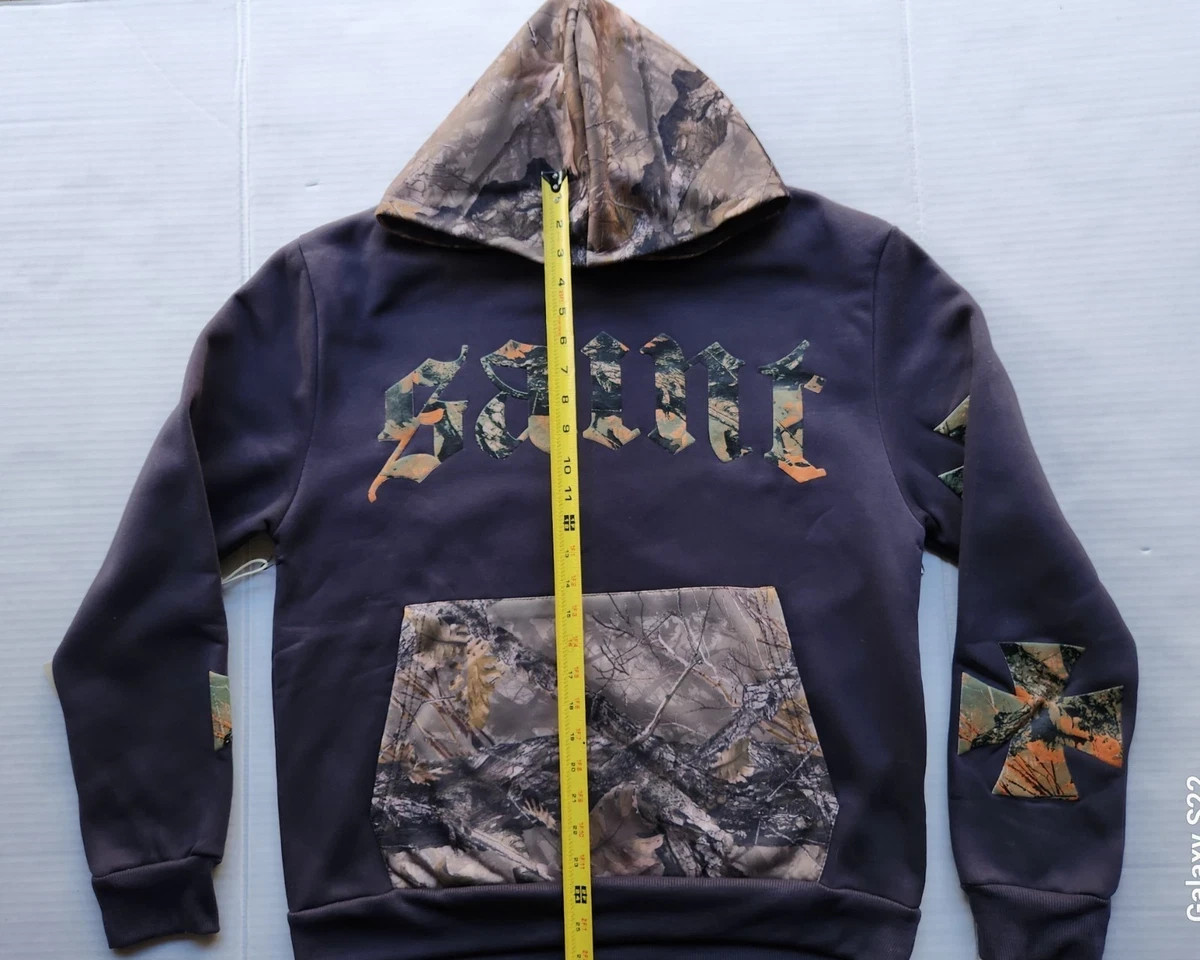 Men’s Apparel Saint Black Multi-color Hooded Sweatshirt – Large