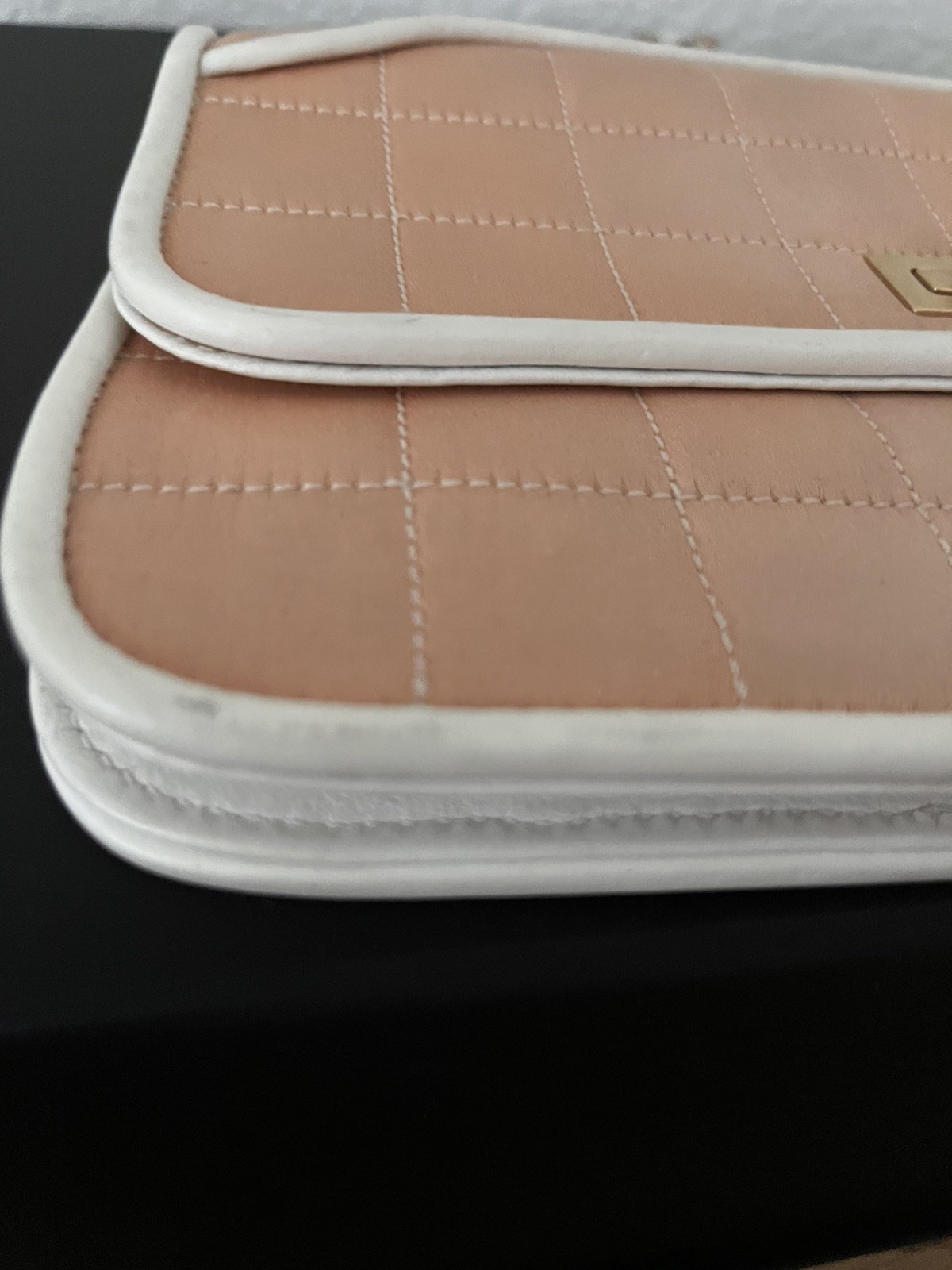CHANEL Vintage Peach Pink Satin Chocolate Bar Flap shoulder bag