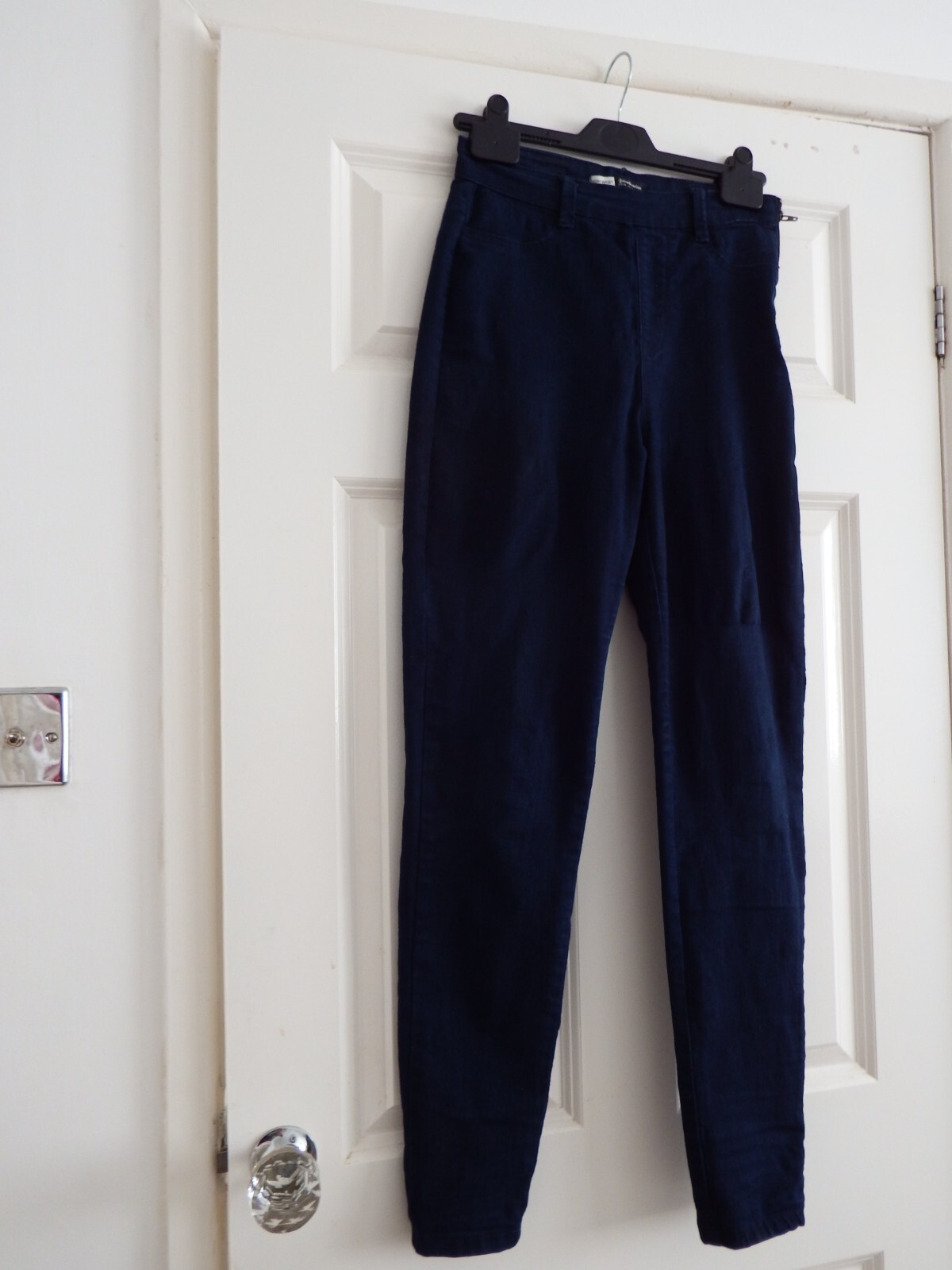 Stradivarius Dark Blue High Waist Stretch Side Zip Denim Jeans Size Eur 36