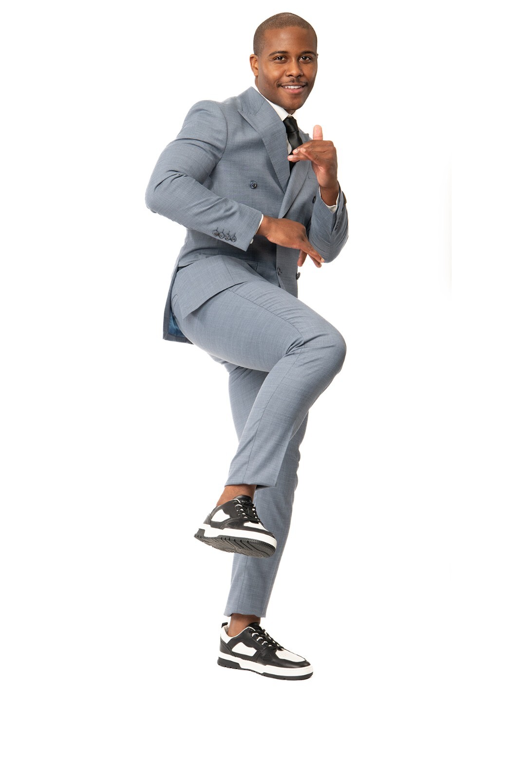 Slim Fit Double Breasted Slate Blue Grey Mens Suit 2 Button Peak Lapel AZAR MAN