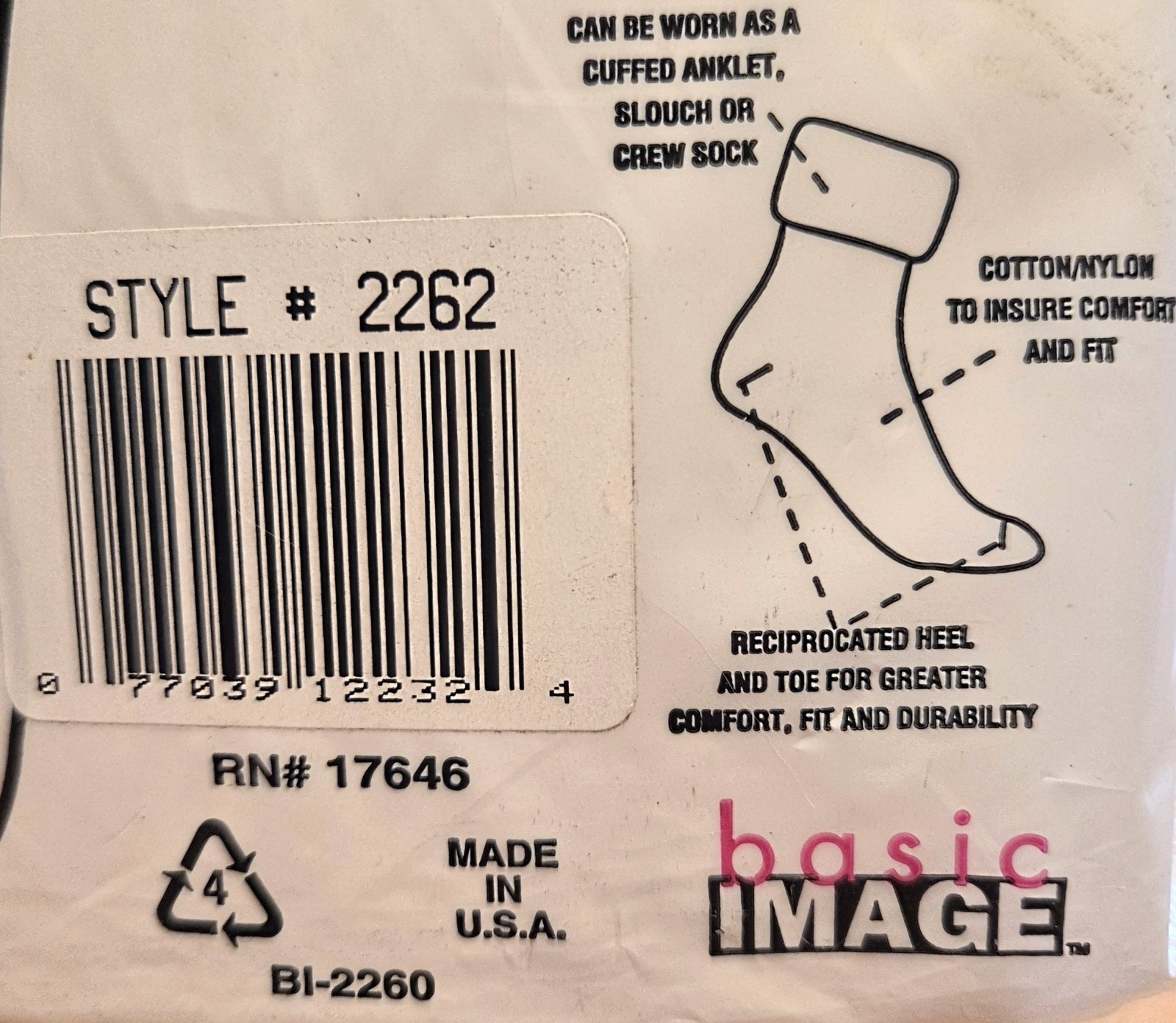 Basic Image Vintage New Fits Girls Shoe Sz 3-8½ Rib Turn Cuff Socks 6pk 80s 90s