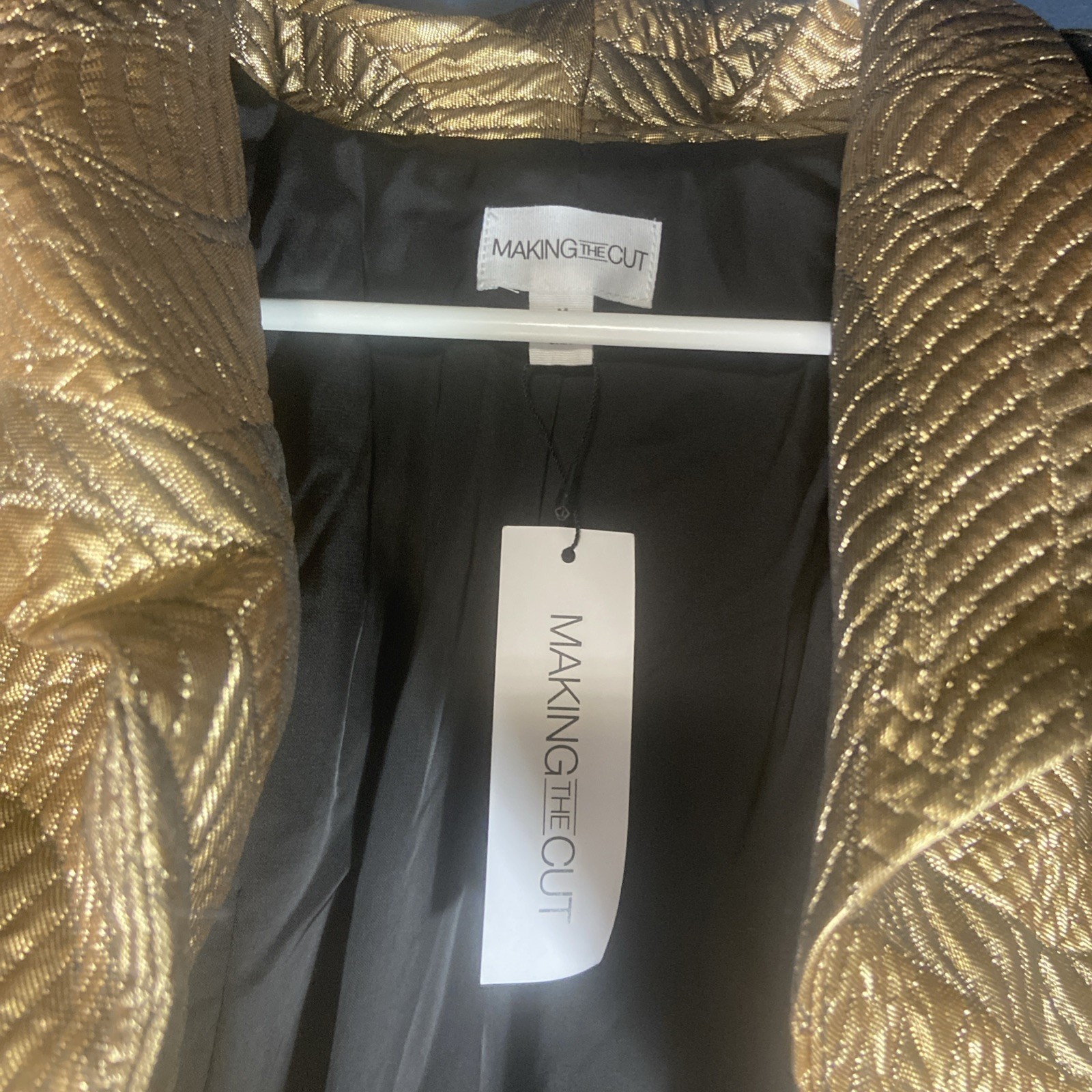 Making the Cut Season 3 Ep 3 Winning Look Jeanette’s Metallic Jacquard Coat 2XL
