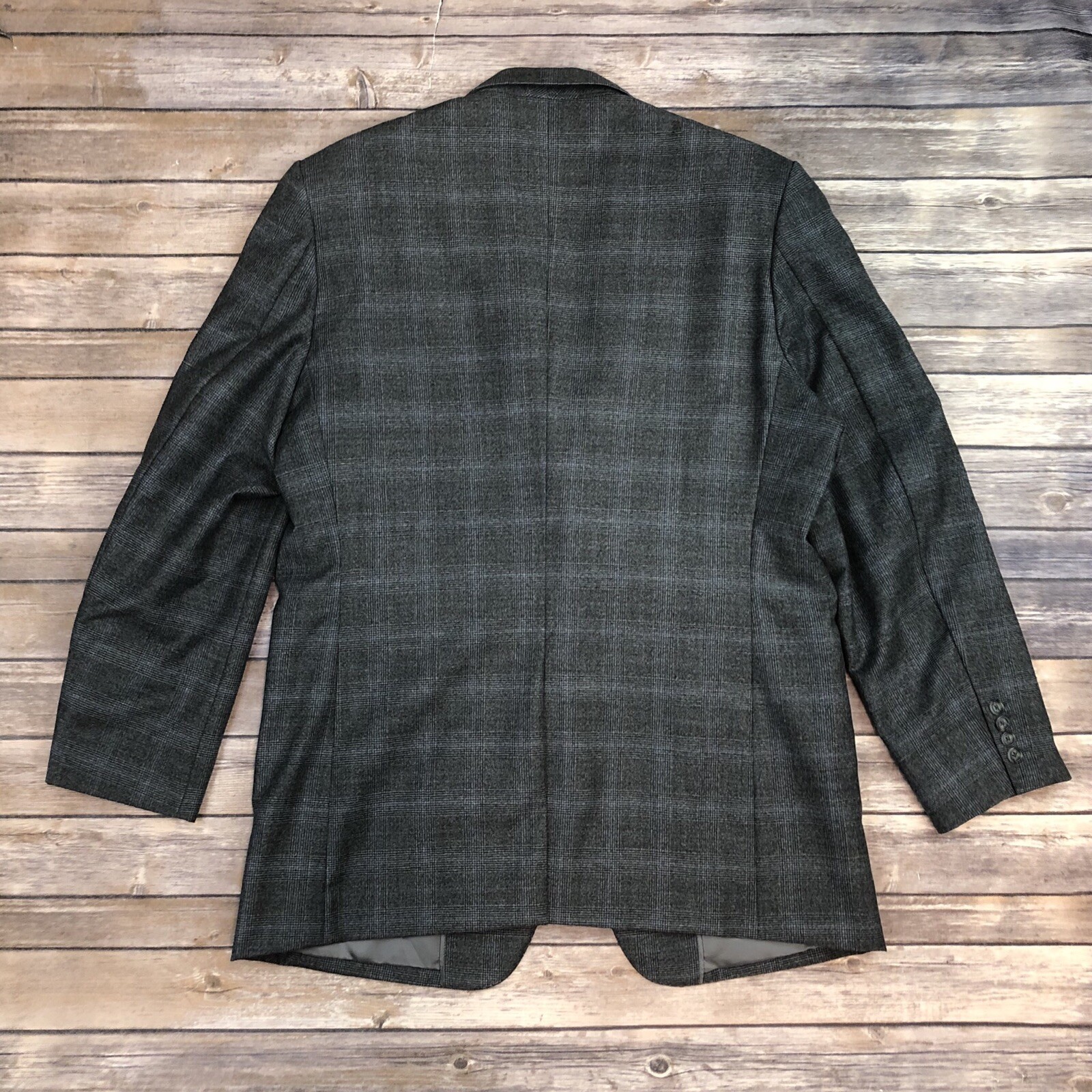 Vintage Mens 42 NobleHouse Gray Plaid Wool Custom Tailored Bespoke Blazer Jacket