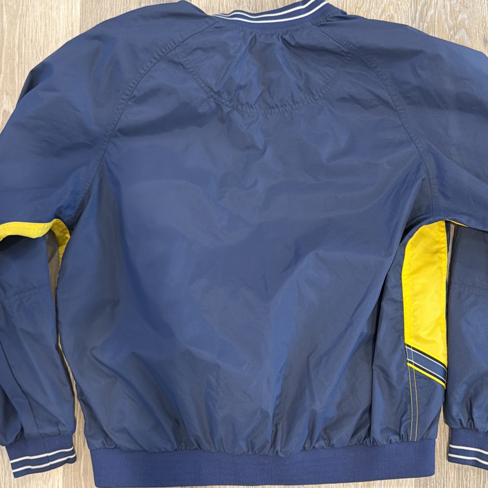 Vintage Nike Center Swoosh Windbreaker Pullover Jacket Navy And Yellow L (12-14)