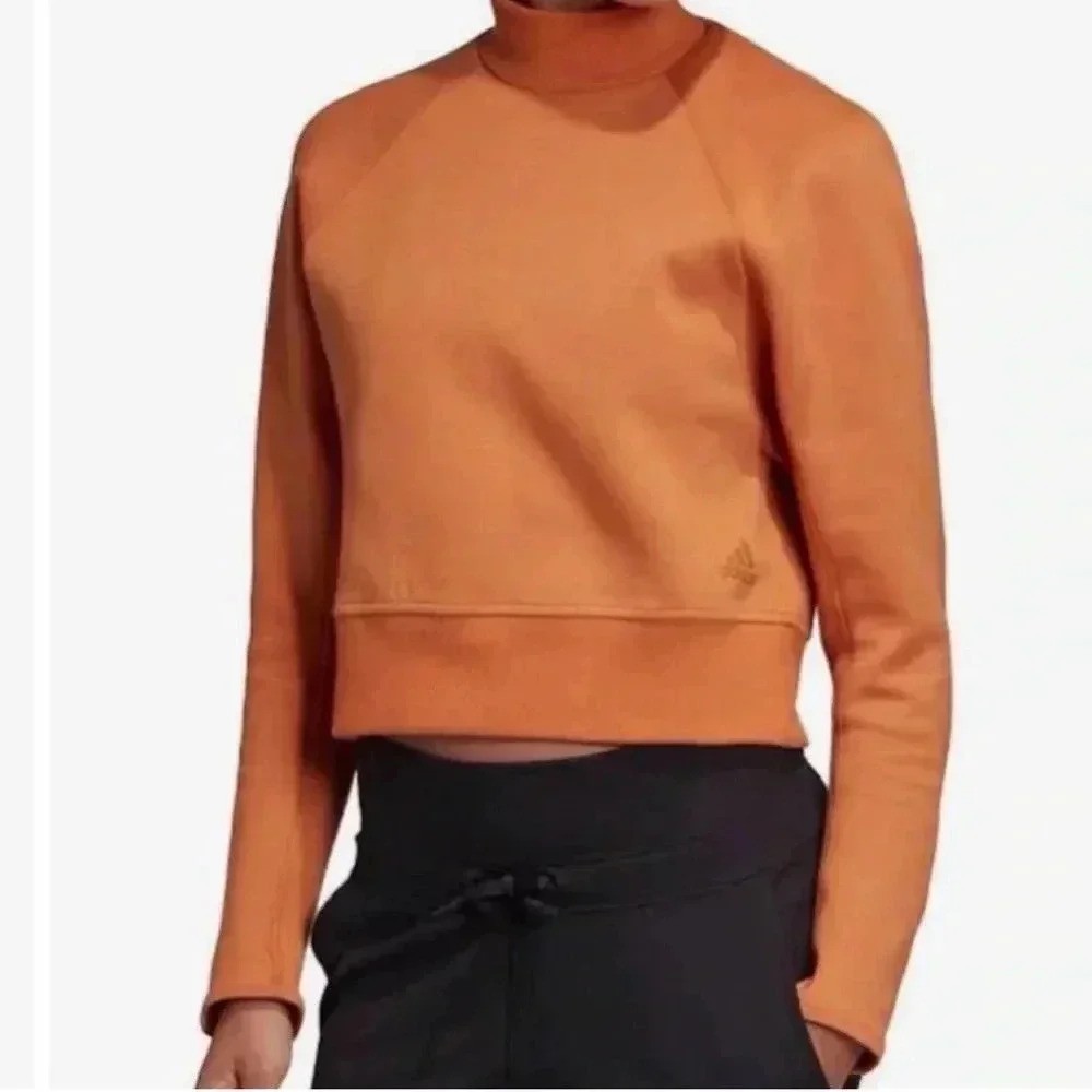 Team Adidas VRCT cropped mock neck pullover sweatshirt in Tech Copper