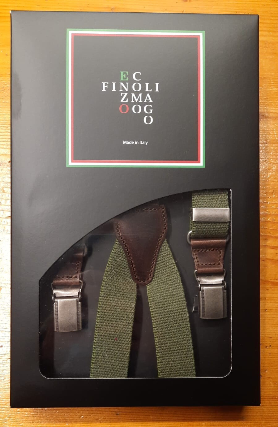 25mm Cotton GE54 Col 75 Military Solid Strap with Leather – 100% Made in Italy