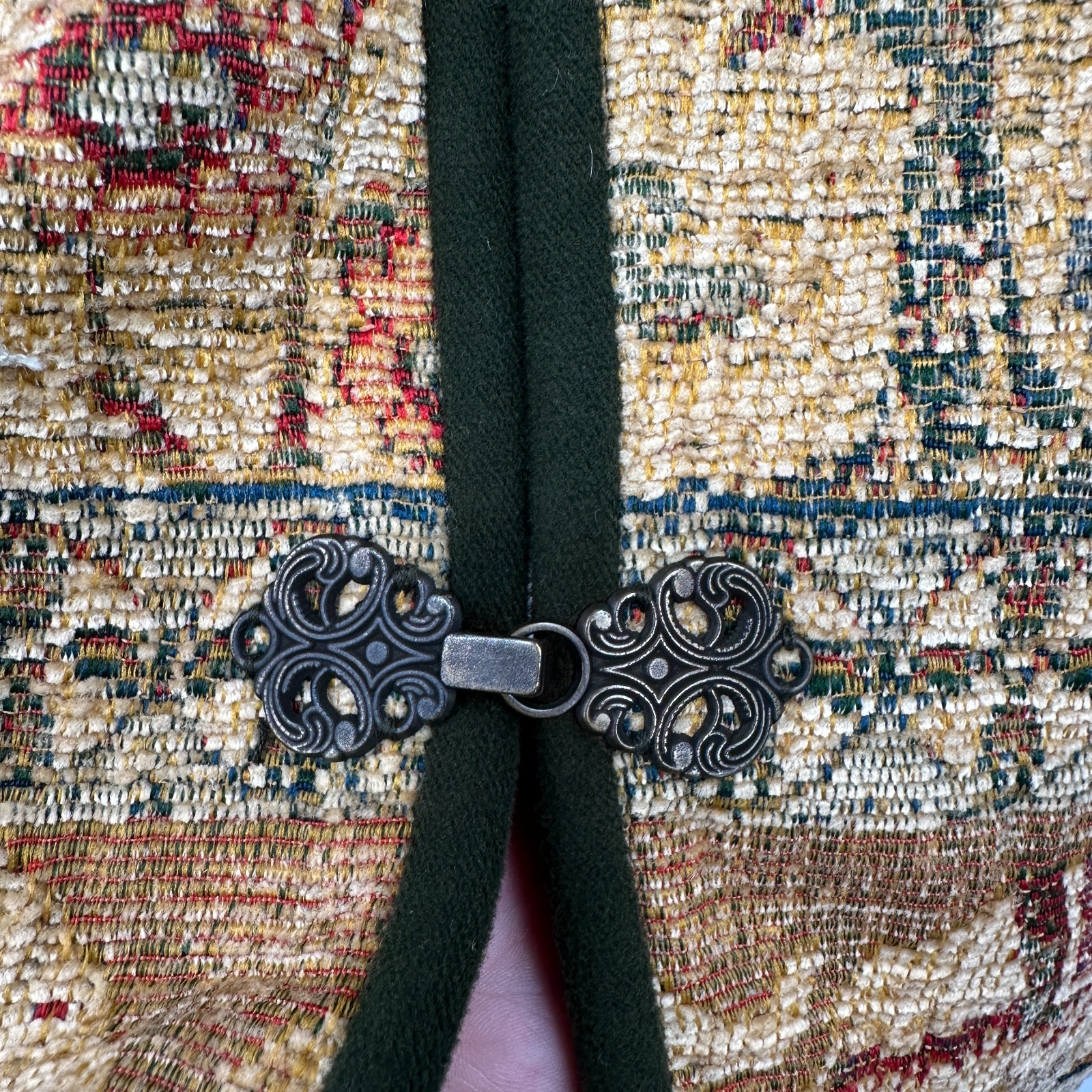 Vintage Tapestry Jacket Blazer Size L XL Lined Elephant Earthy Textured Hungary