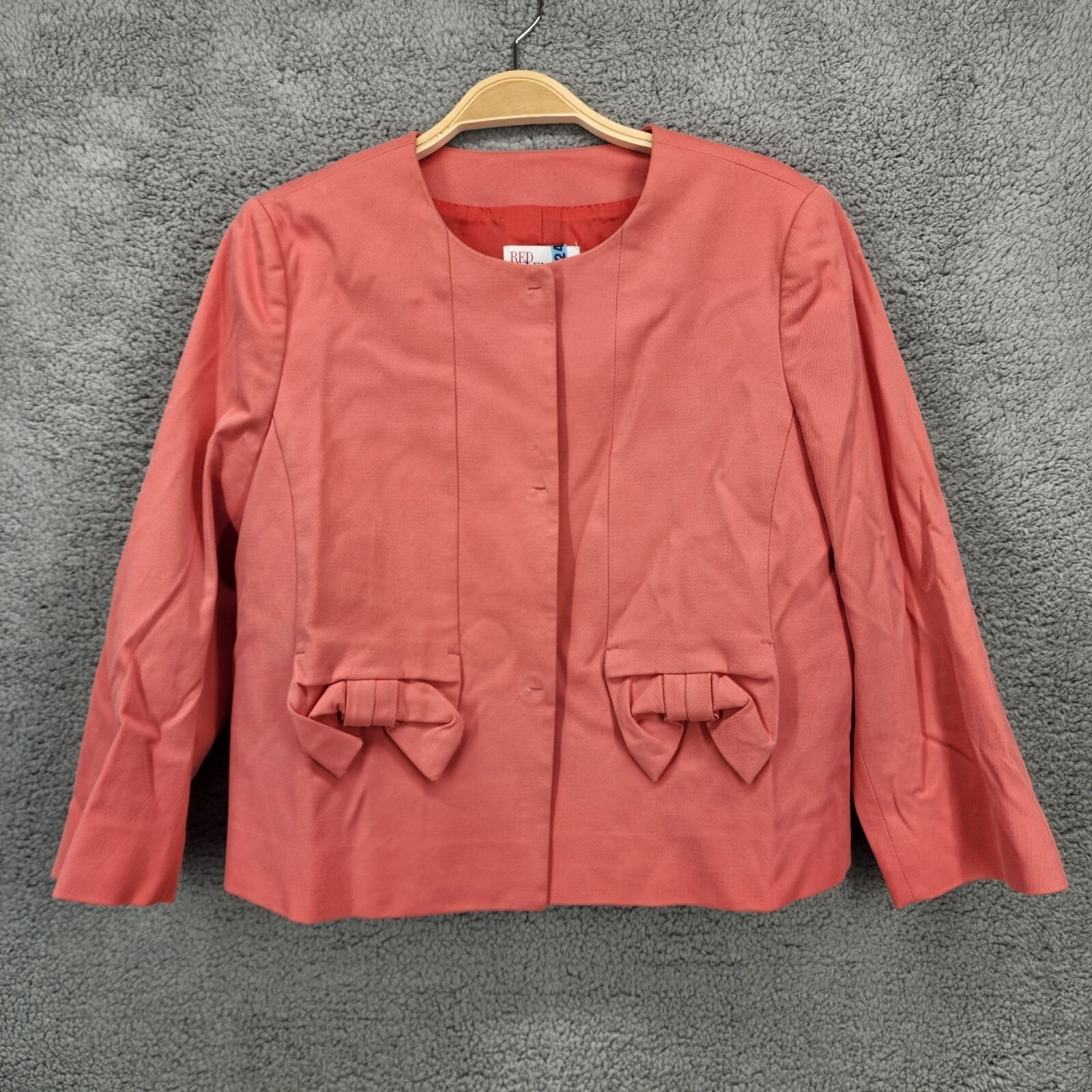 Red Valentino Women’s IT 46/US 10 Coral Bow Detail 3/4 Sleeve Blazer Jacket