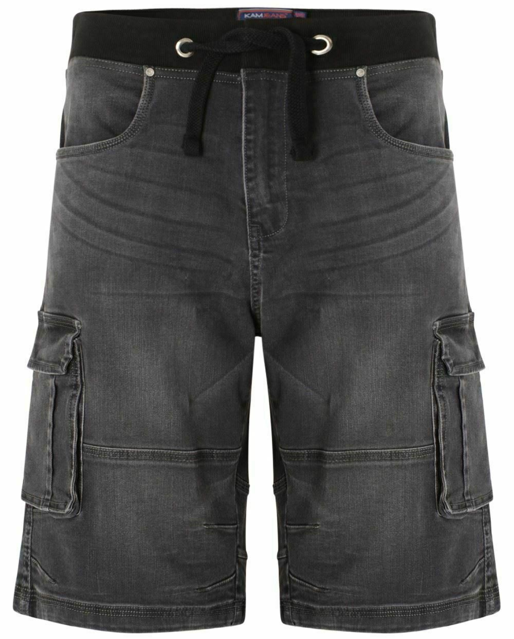 KAM NEW DITO CHARCOAL DENIM SHORTS ELASTICATED 40″42″44″46″48″50″52″54″56″58″60″
