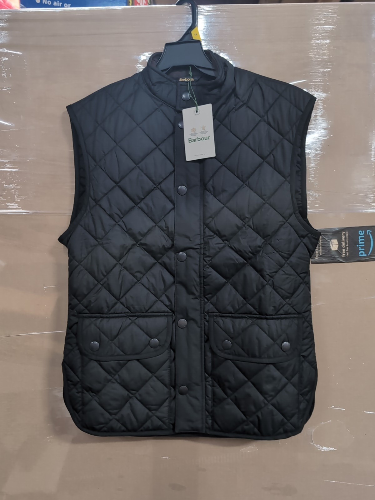 Barbour Men’s Black Lowerdale Quilted Gilet Full Zip Vest Sz Med