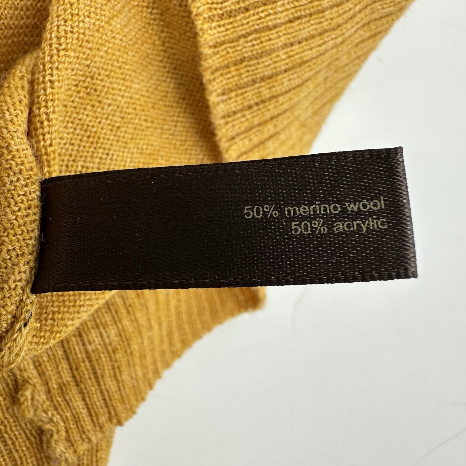The Limited Merino Wool Blend V Neck Sweater S Mustard Yellow Preppy Office Chic