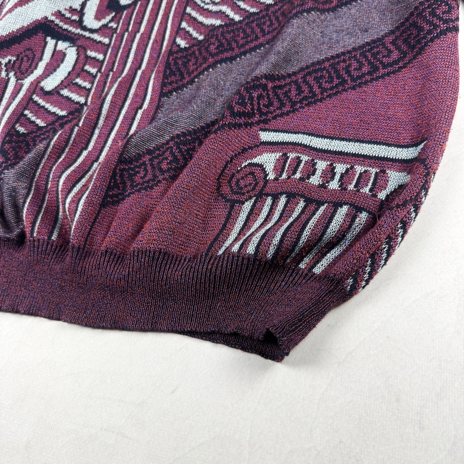 Mens Vintage Portobello’s Abstract Knit Sweater Coogi Style 90s Oversized Graphi