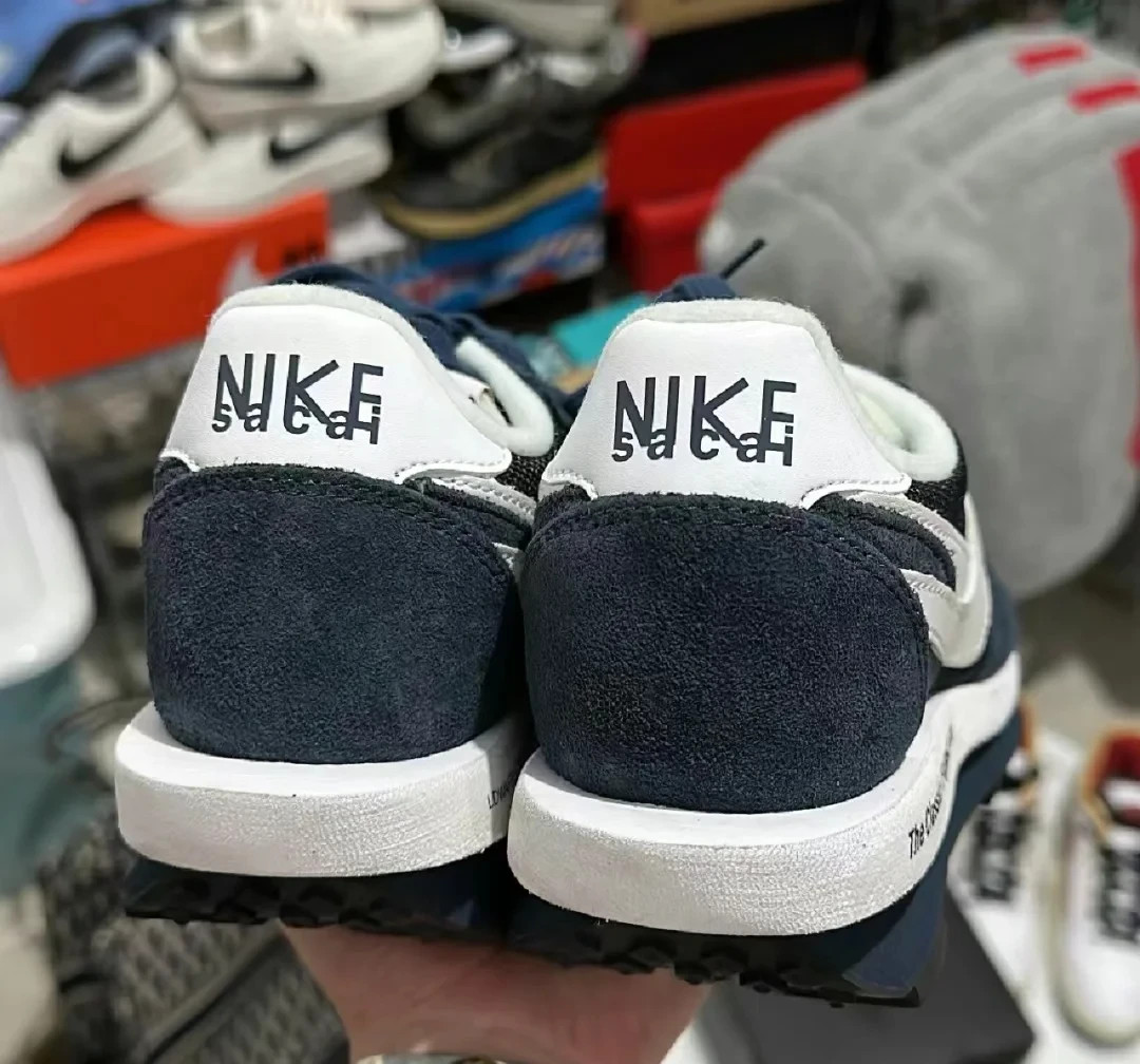 Nike LDWaffle Fragment Sacai Blue Void Mesh Suede Layered Sneaker