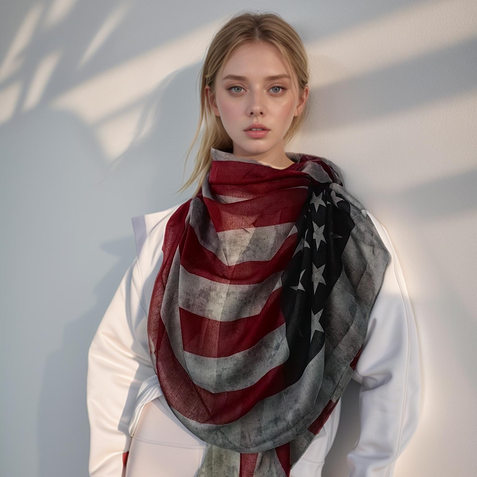 Popular Shawl American Flag Oblong Scarfs Stars Pattern Headscarf Soft Love Gift