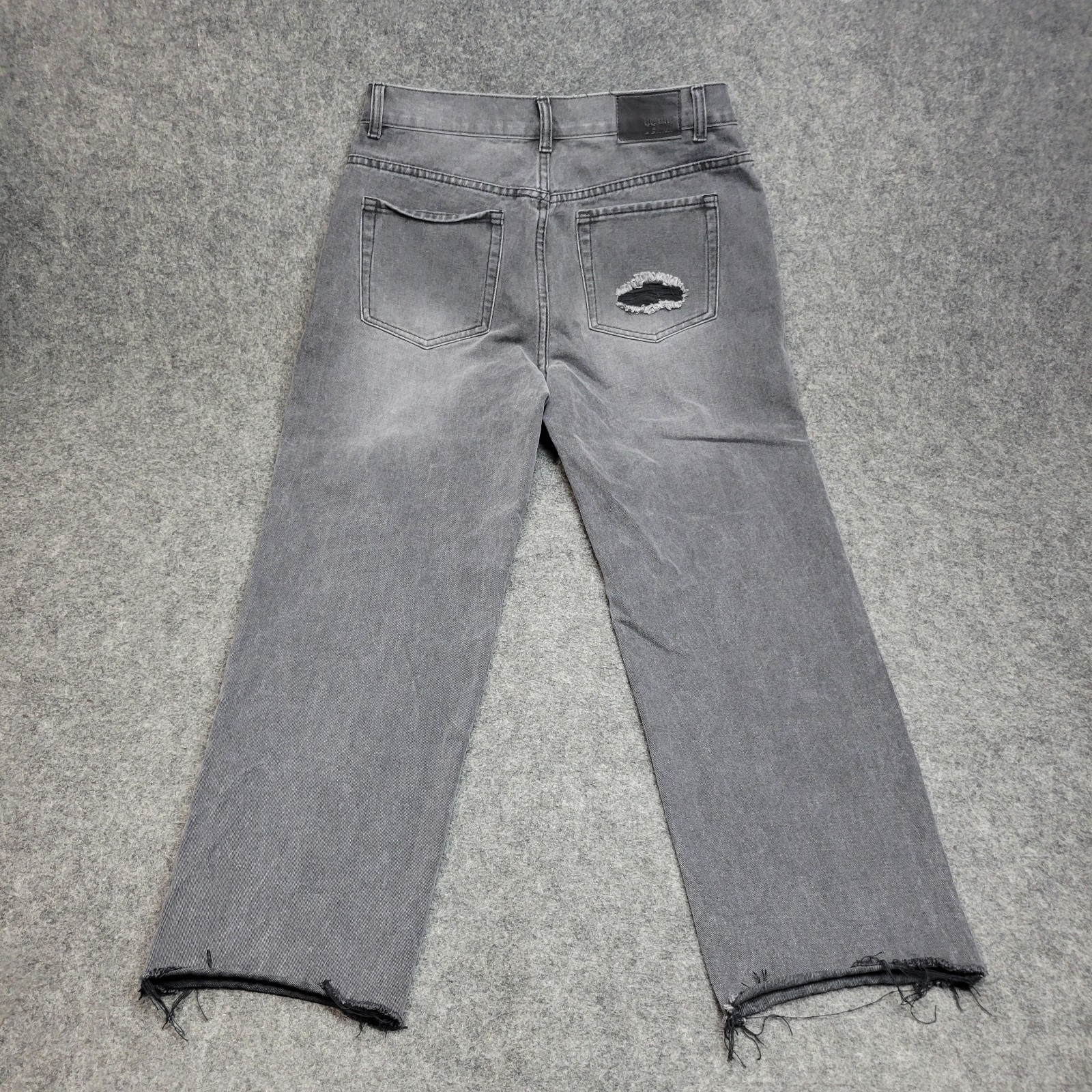 Blue Savvy Jeans Womens 13/31 Gray Distressed Grunge Raw Hem Button Fly Y2K