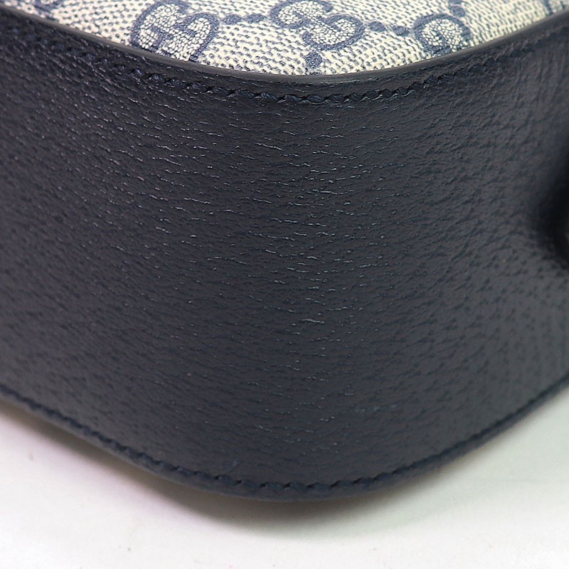 GUCCI Ophidia GG Small Shoulder Bag GG Supreme Canvas Navy Leather