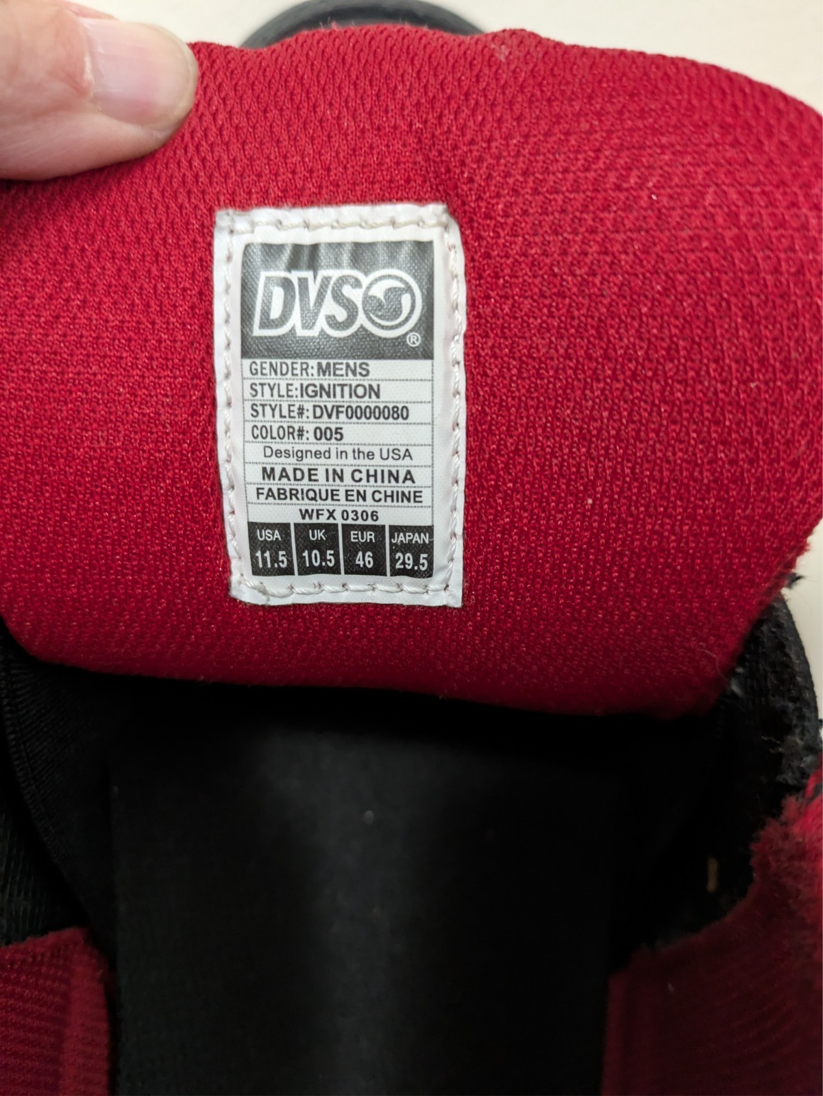 DVS MEN’S Ignition Men’s BLACK/CHARCOAL/RED Size 11.5