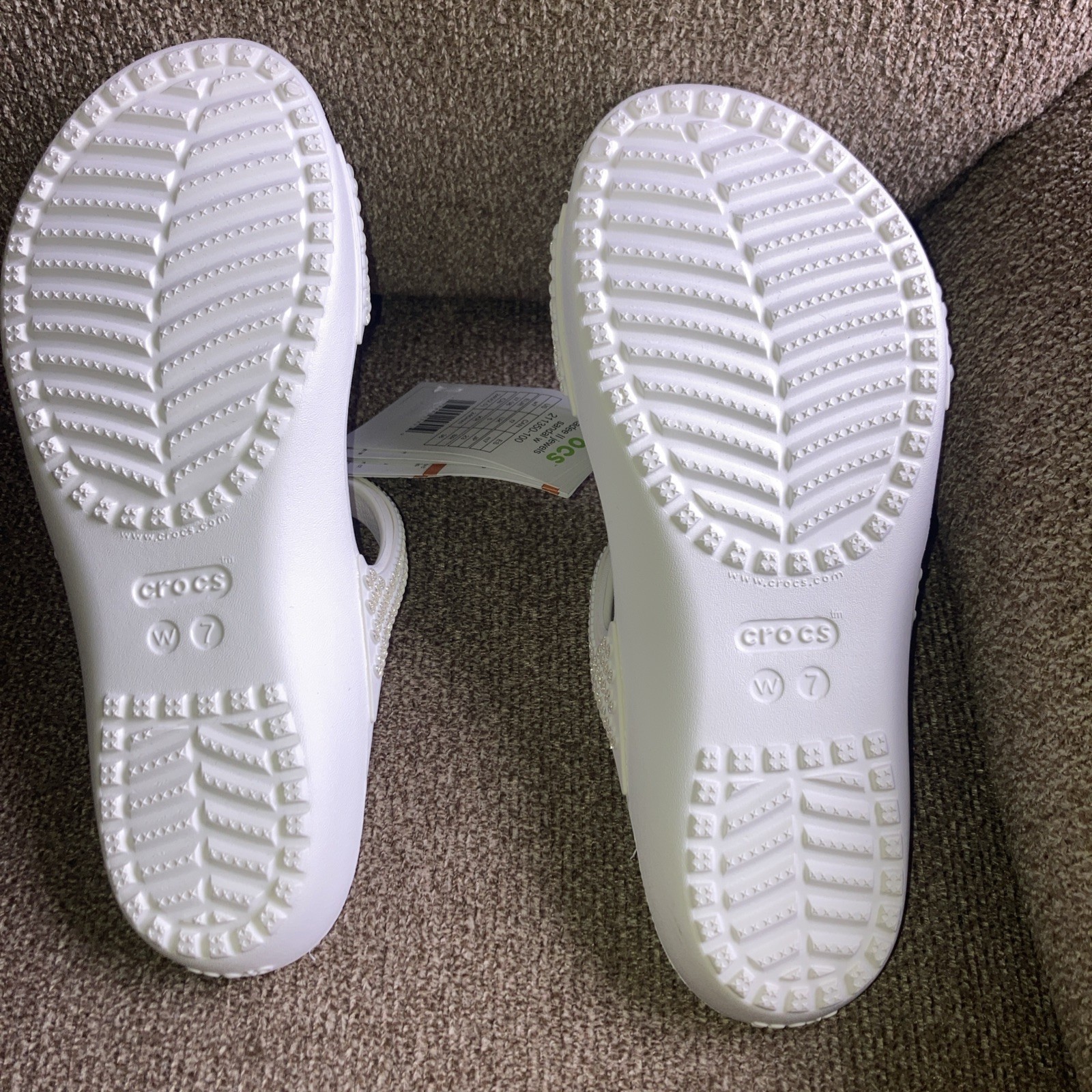 Crocs Women White Kadee II Jewels Slide Sandals US 7 NWT