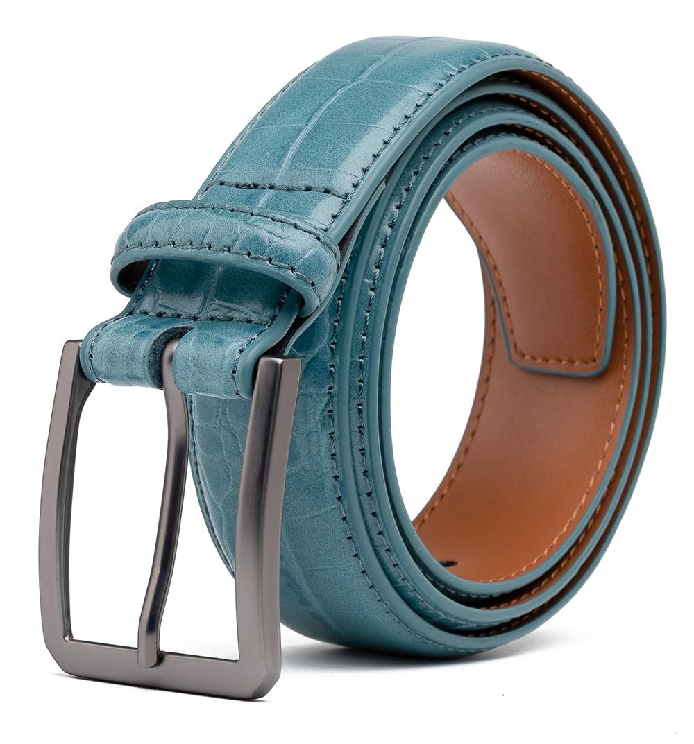 Fabio Valenti Belts for Men,Handmade Genuine Leather Men’s Belt 36/38, Teal
