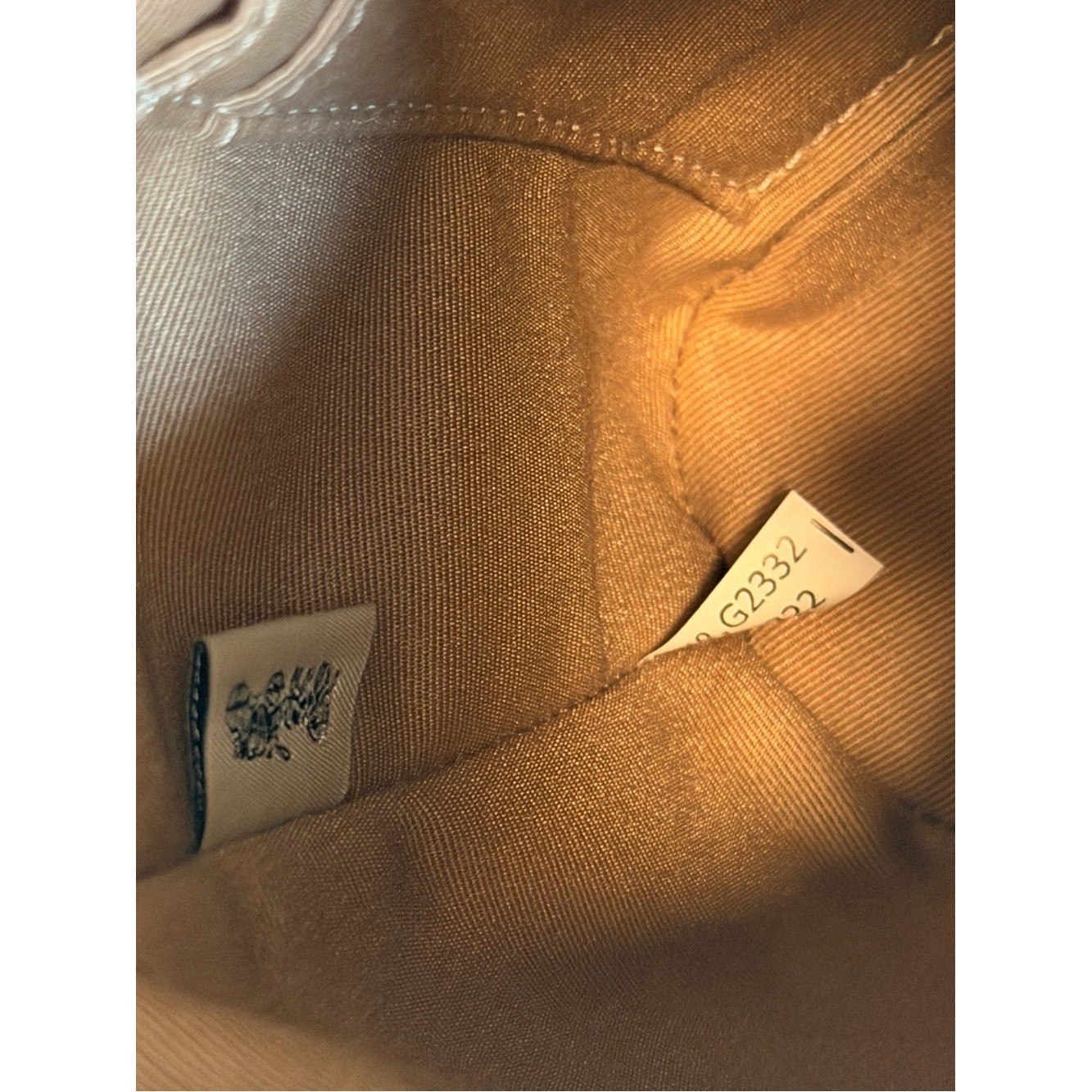 Coach Mini Dempsey Bucket Bag in Beige and White with Signature Logo