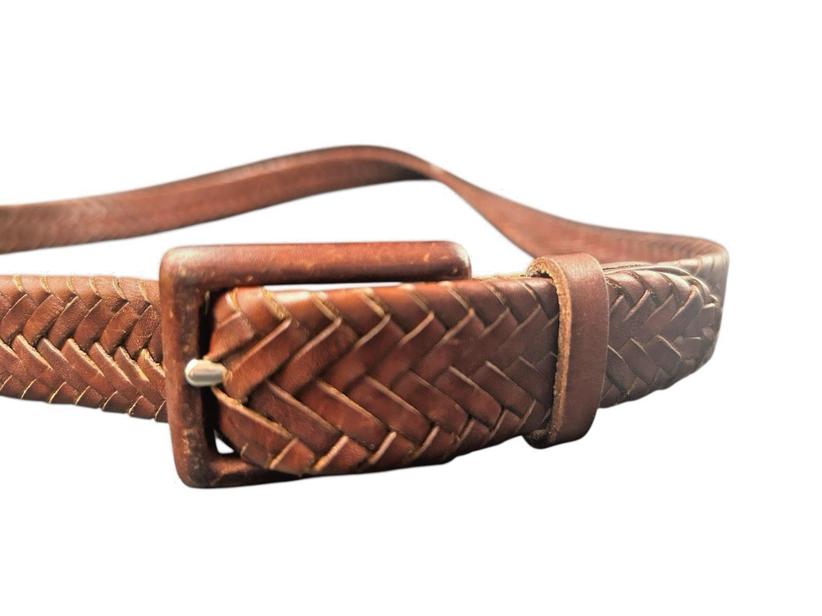 Talbot’s Vintage Brown Tightly Braided Leather Belt Ladies Size Small 1″x36″