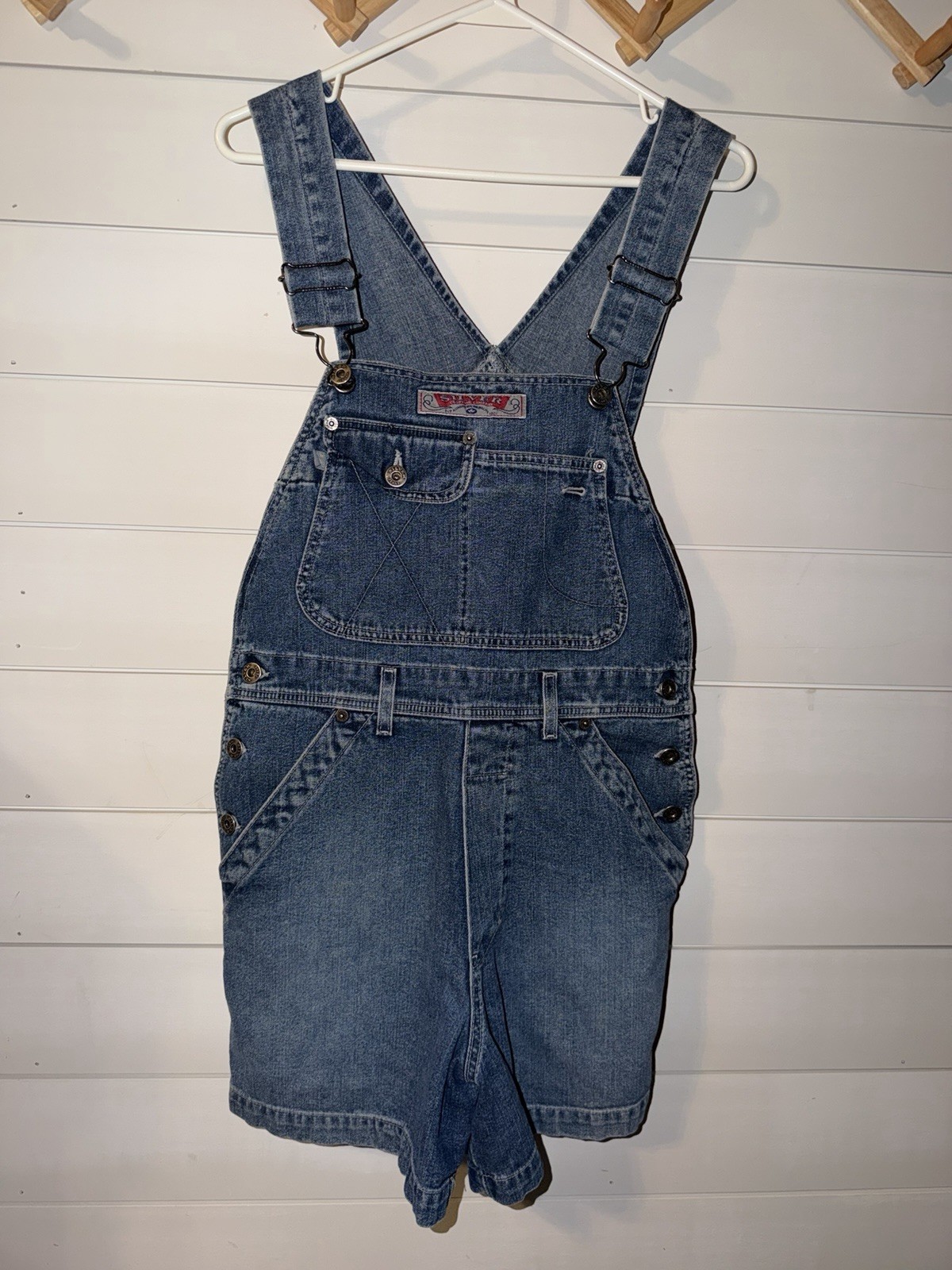 Silver Jeans Women’s Blue Denim Overall Shortalls S/P Cotton Pockets Button