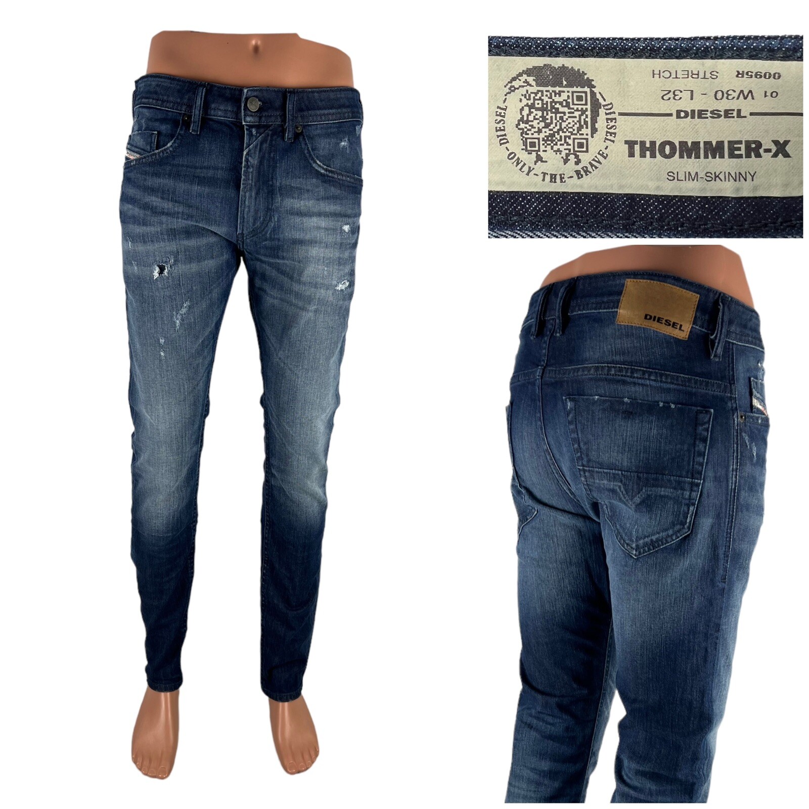 DIESEL Mens 32 X 32 (actual) Thommer-X Jeans Slim Skinny Wash 0095R Stretch EUC