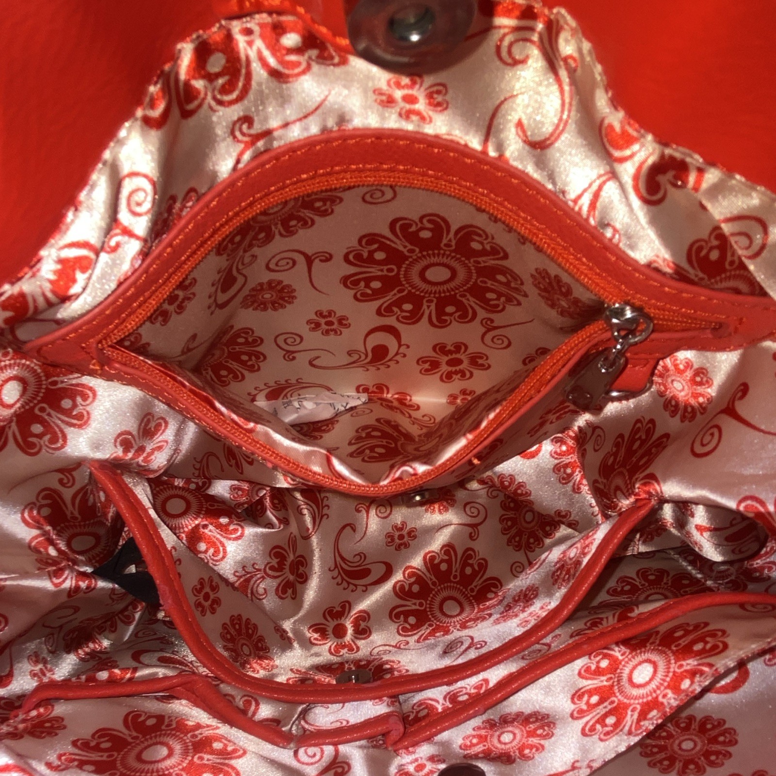 Grace Adele Red Quilted Shoulder Bag Magnetic/Zip Closure Chain Strap