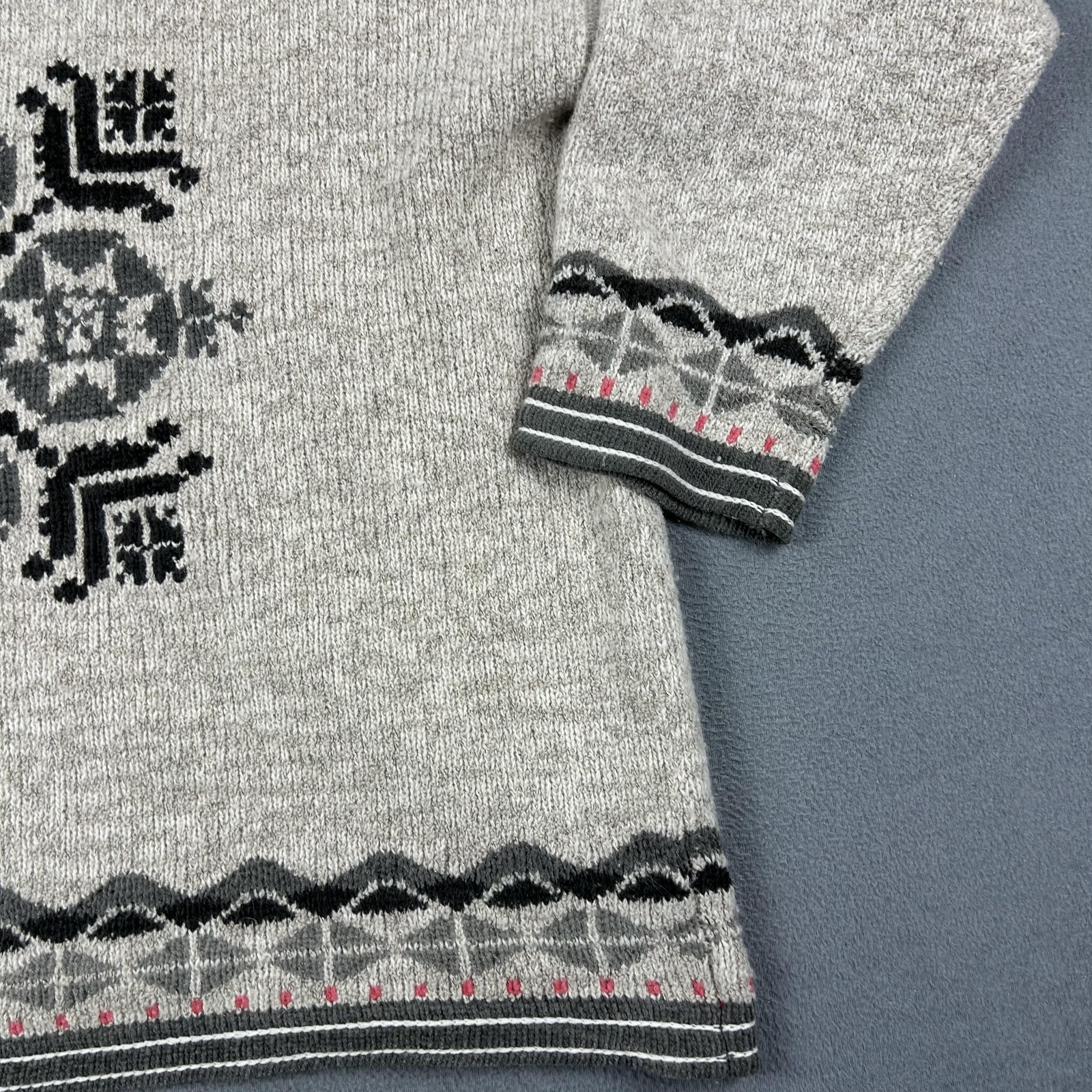 Sigrid Olsen Sport Sweater Womens Large Gray Wool Angora Nordic Quarter Zip