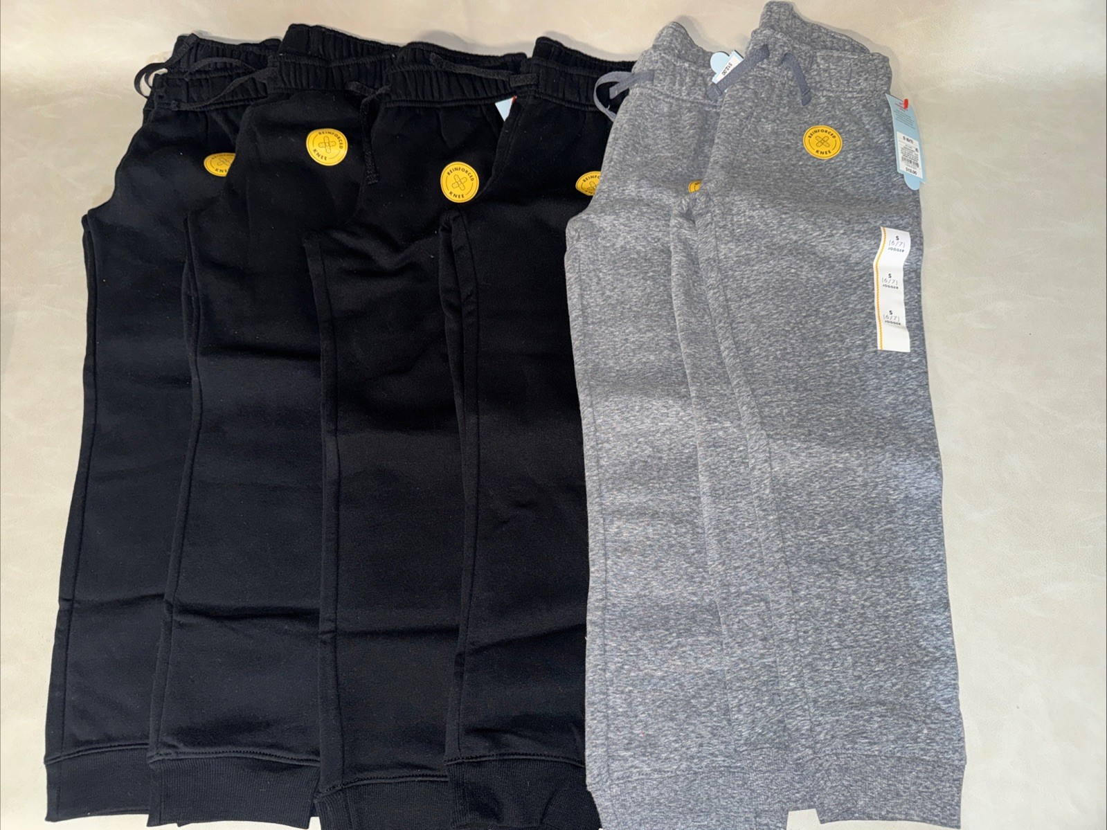 6 Pair New Boys S 6/7 Cat & Jack Jogger Sweat Pants Black Gray 4 Black 2 Gray
