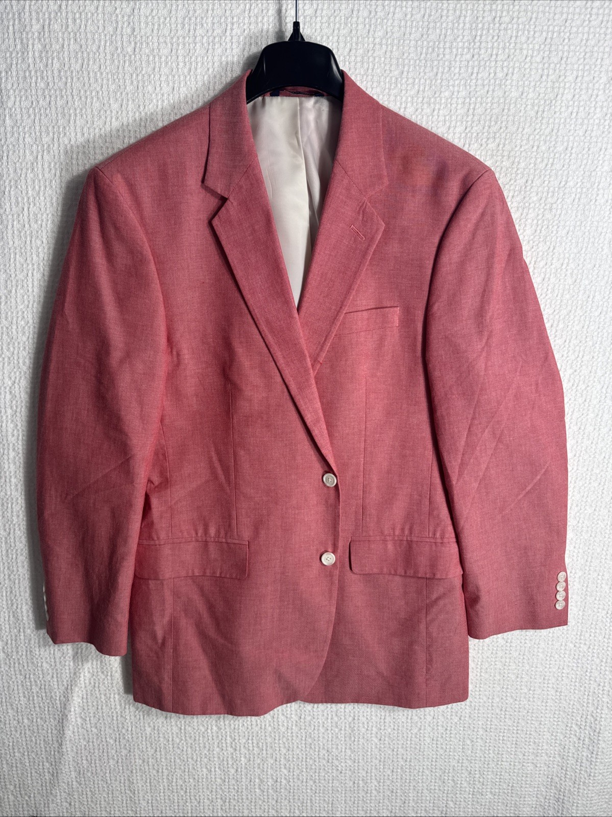 Croft & Barrow 42L Relaxed Fit Raspberry Check Nailhead 2 Button 100% Cotton