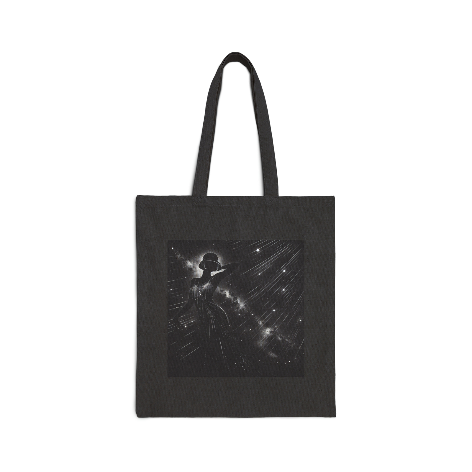 Cotton Canvas Tote Bag 15×16 Galactic Flapper Space Noir Art Deco Museum Gallery