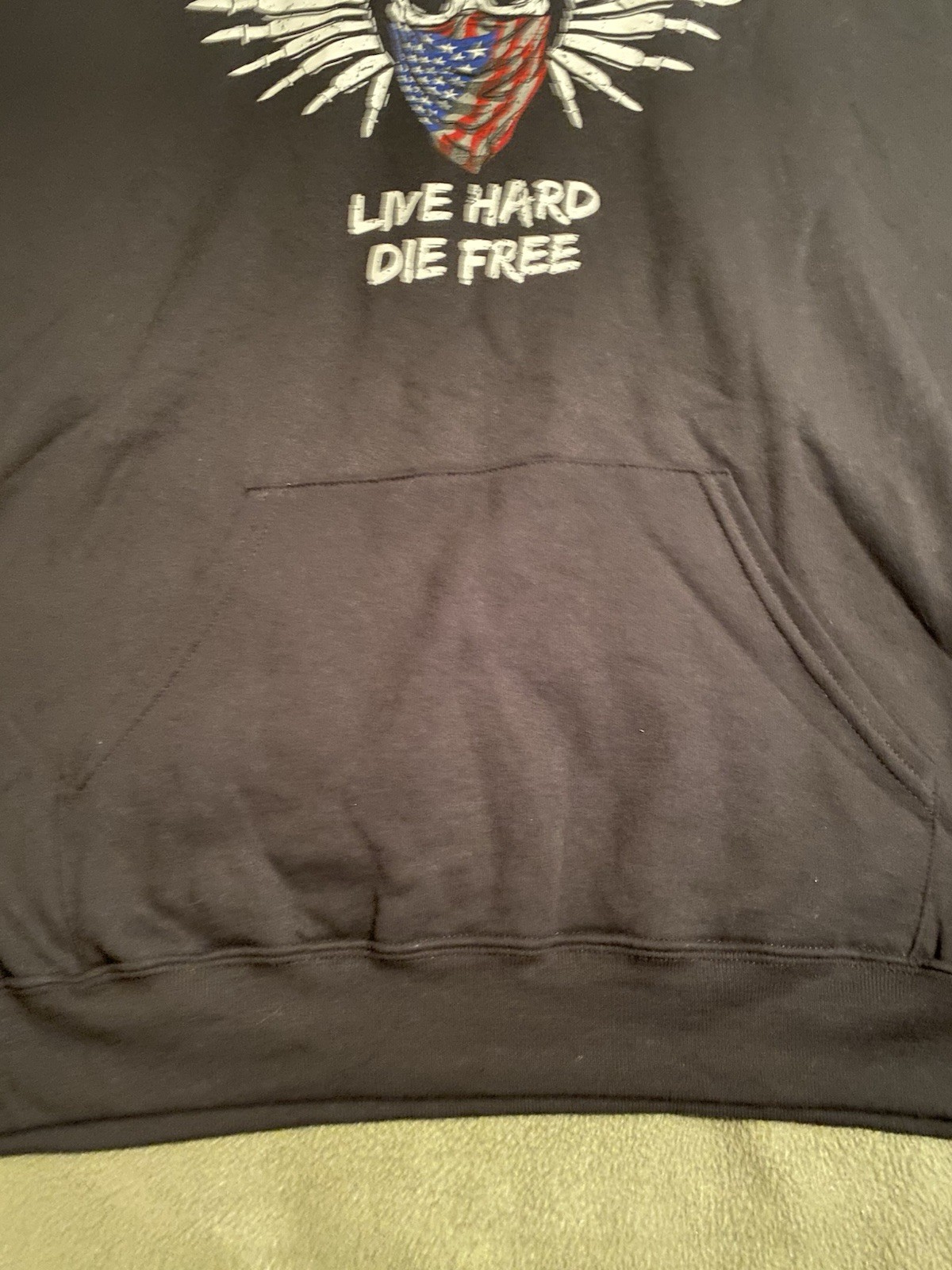 USA Live Hard Die Free Skull Hoodie Men’s XL