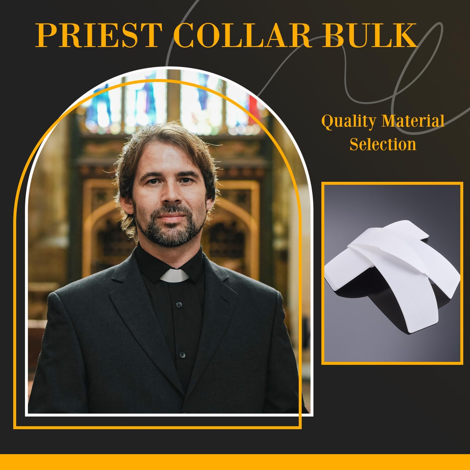 Tab Collar for Clergy Shirt White Priest Collar Tab Insert Shirt, 5.51 X 1.26 X
