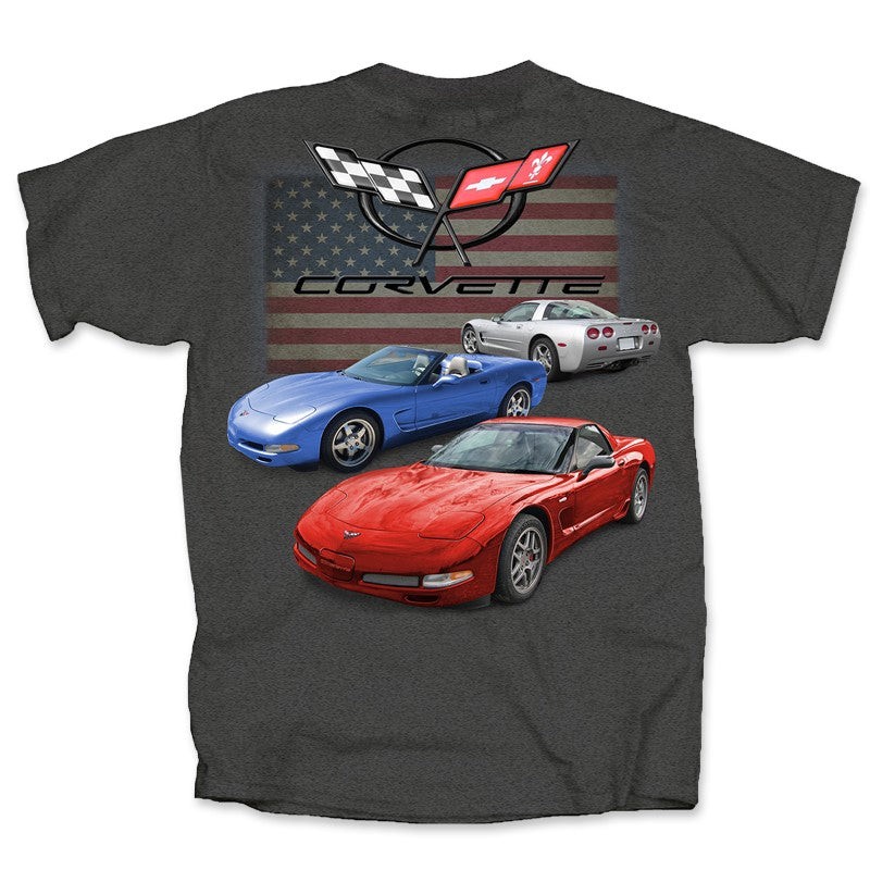C5 T-Shirt Corvette C5 Collage Red White Muscle Car Graphic Unisex T-Shirt