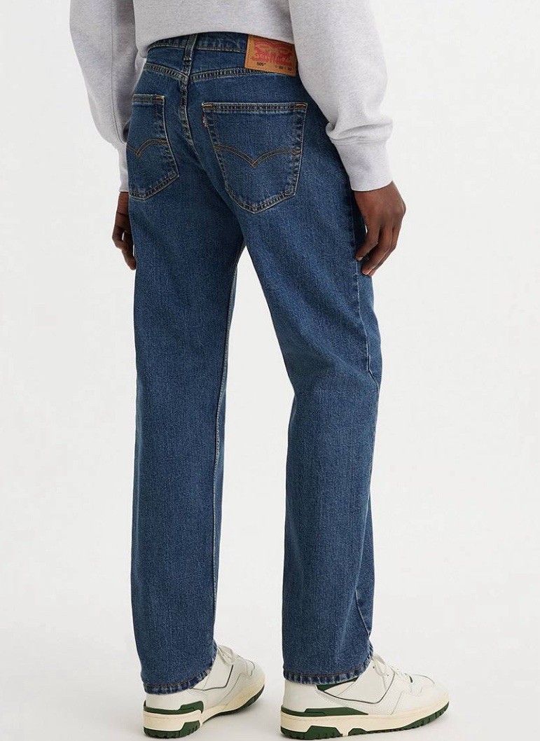 Levis 505 Mens Stretch Jeans Straight Leg Reg Fit Med Wash Sz31,32,33,34,36,38