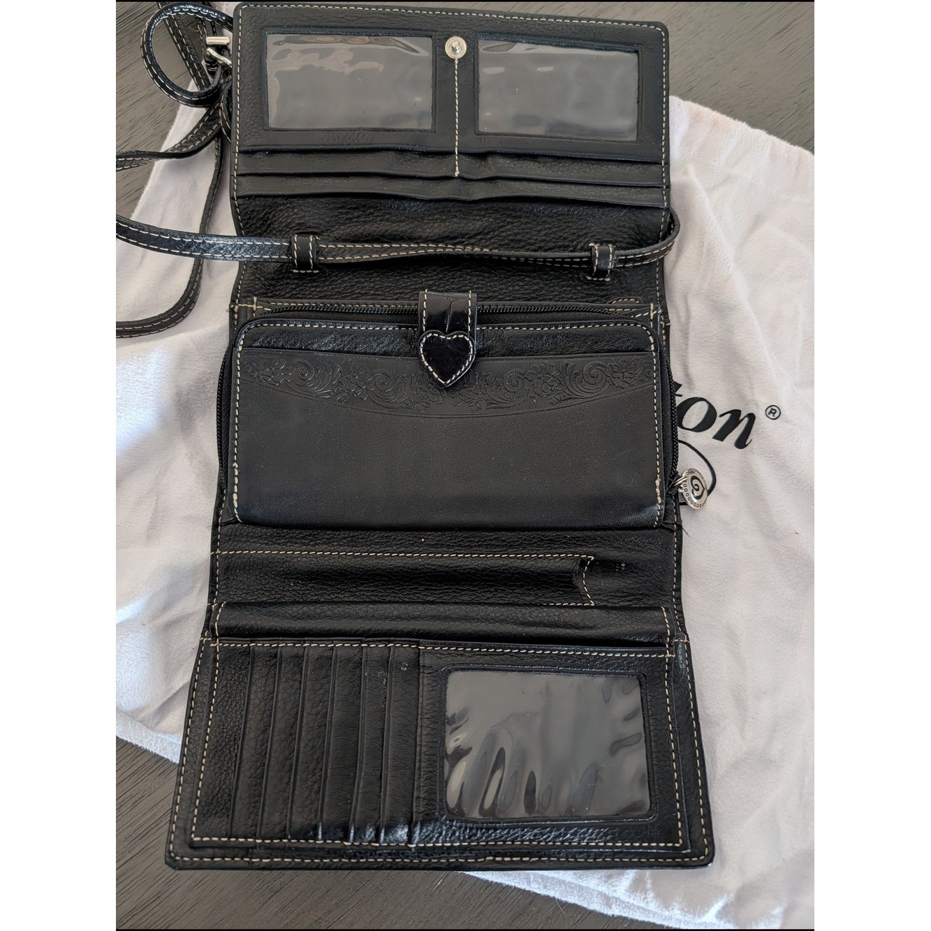 Brighton B & Hearts Crossbody Organizer Wallet Purse