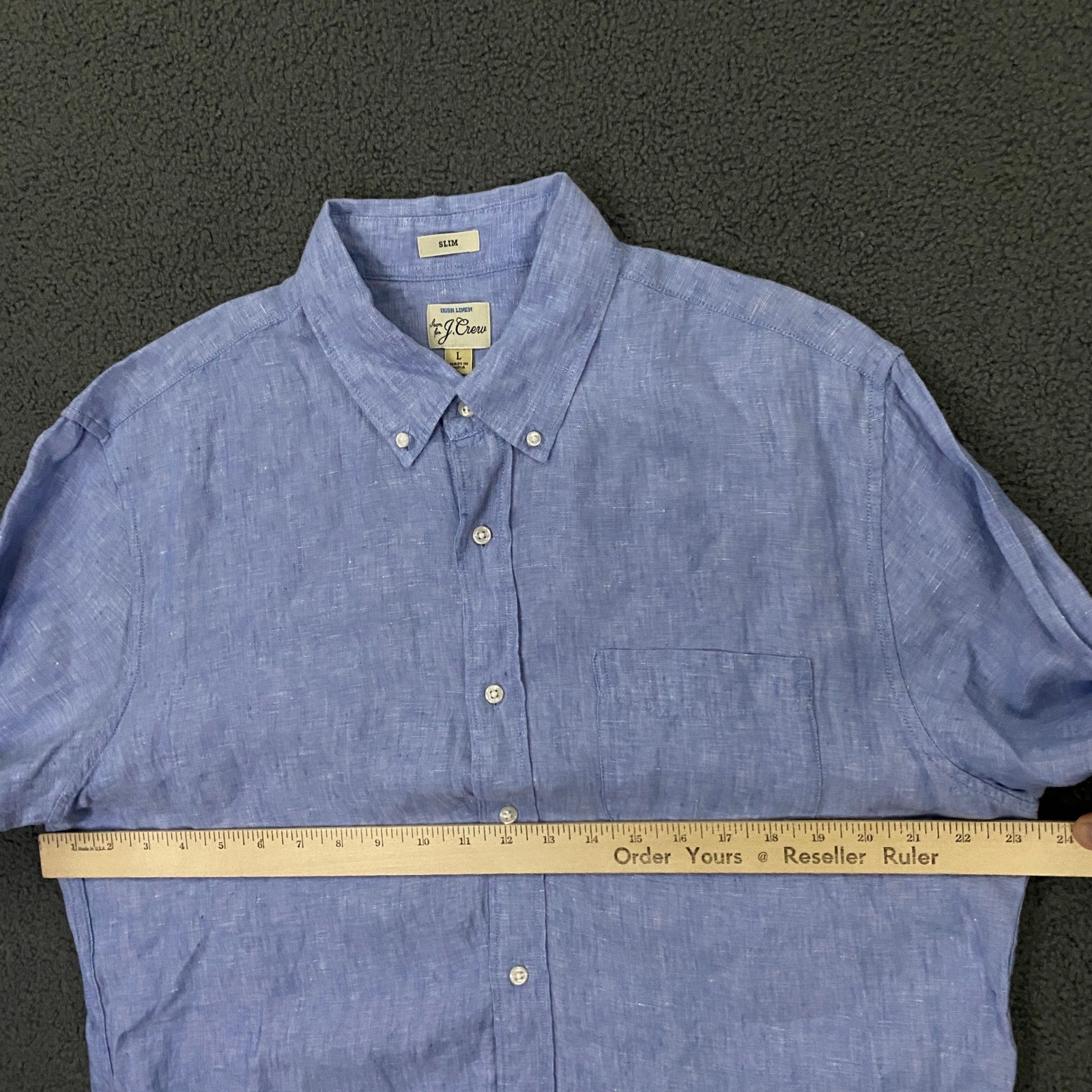 J.CREW Baird McNutt Irish Linen Shirt Mens Large Slim Fit Light Blue Button Up