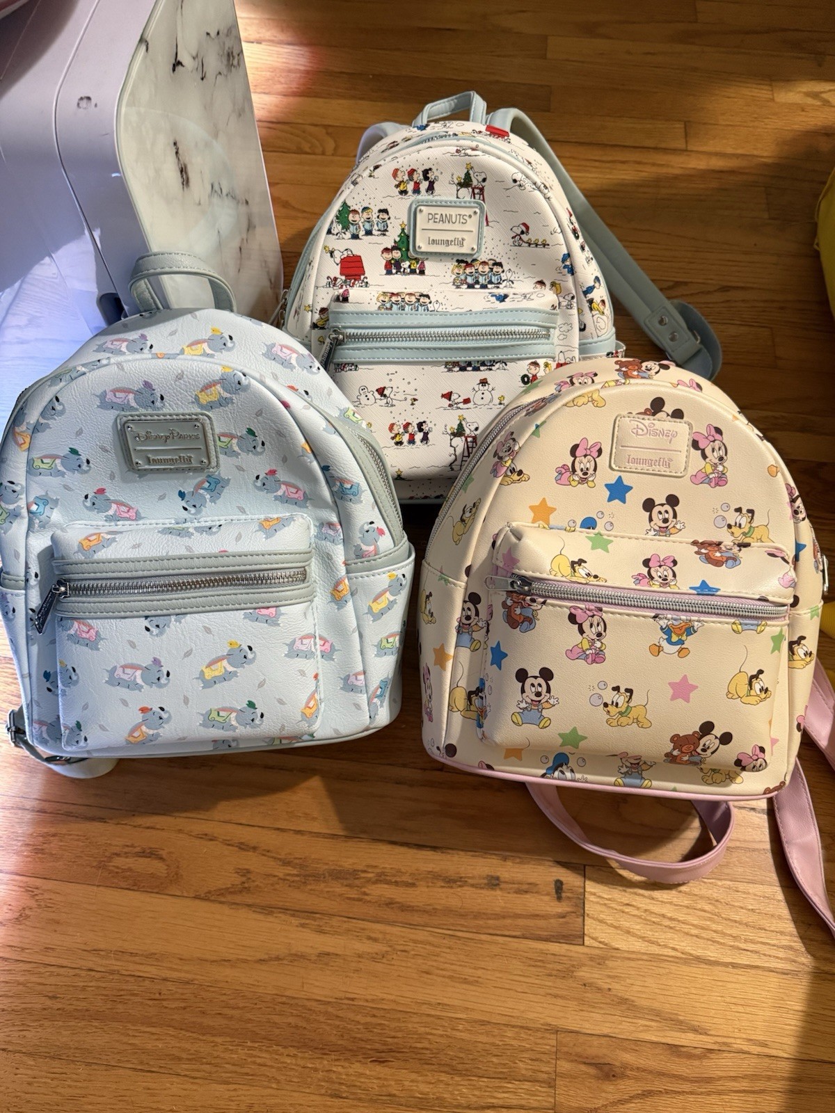 Lot of 3x LOUNGEFLY Mini Backpack Set (Dumbo, Snoopy, Disney)