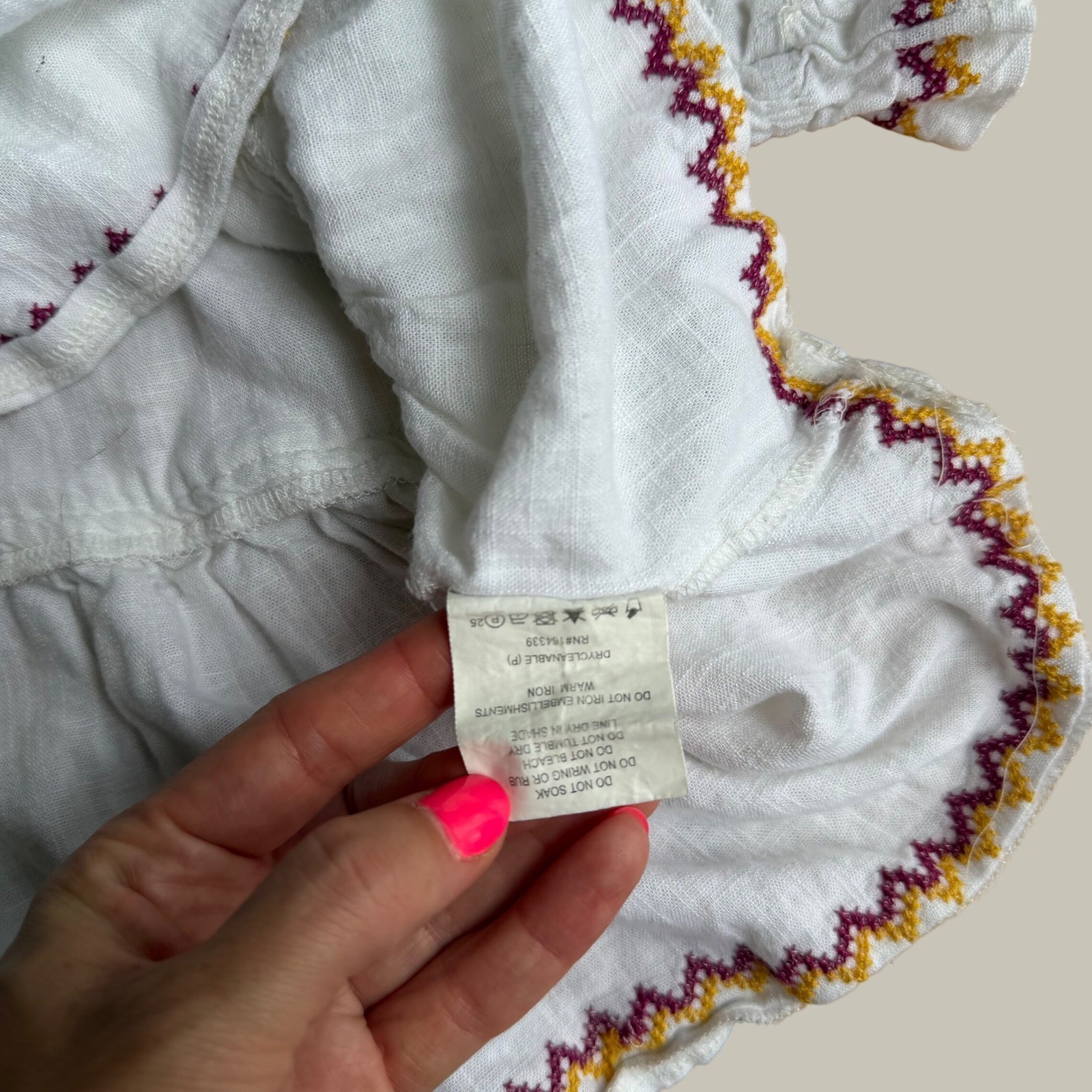 Petal & Pup Dawston Top White Embroidered V-Neck Boho Linen Blend Peplum Blouse