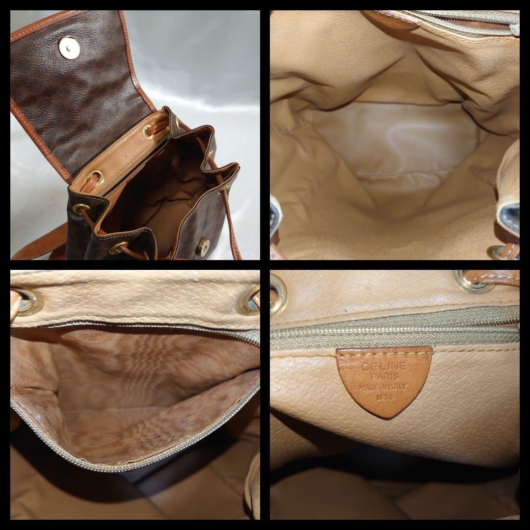 CELINE Macadam Pattern Mini Backpack Vintage Authentic Leather Rucksack