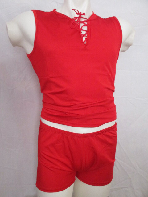 Sexy Mens 2pcs Muscle Shirt & Boxer Set Bodysuit Underwear #402