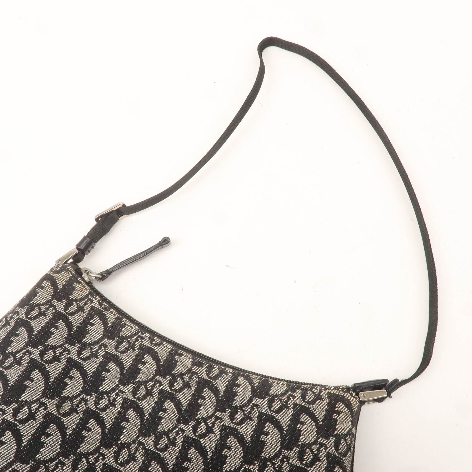 Christian Dior Trotter Shoulder Bag Black Canvas Leather Auth Used