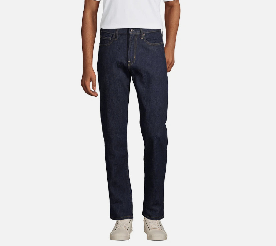 Land’s End Men’s Stretch Traditional Fit Jean, Dark Blue, 32×32