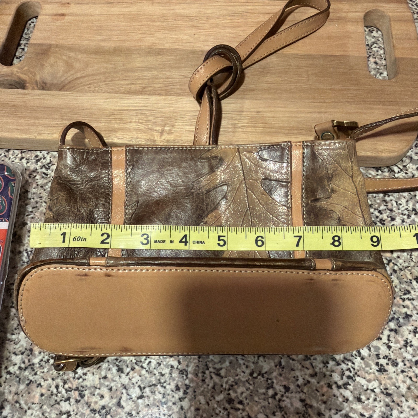 Small Brahmin Crossbody Tan And Brown Oak Leaf