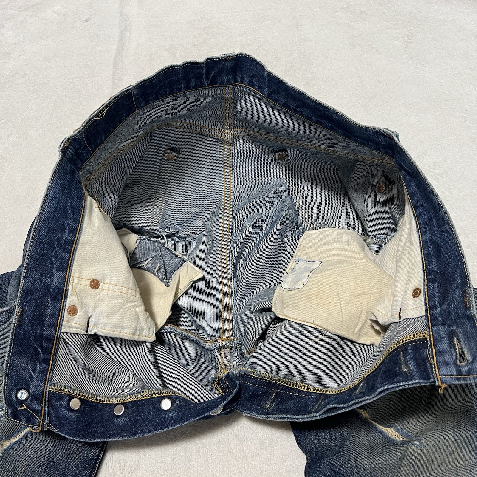 Levi’s 501XX 555 Valencia USA Big E Selvedge Jeans W33 L36 Distressed Boro