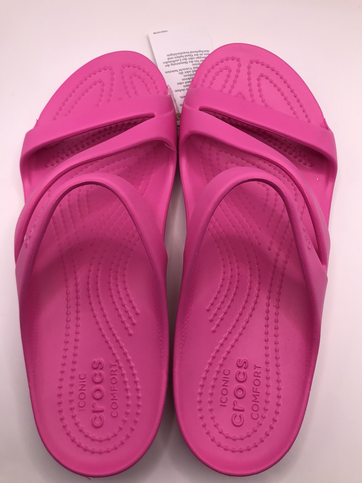WOMEN’S ELECTRIC PINK CROCS Z-STRAP KADEE II FLIP FLOP BEACH SANDAL SIZE 9 NWT