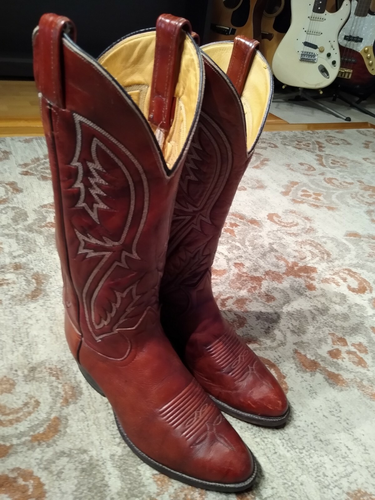 TONY LAMA BROWN MARBLED LEATHER ROUND TOE COWBOY WORK BOOTS #C8223 MEN’S 8E