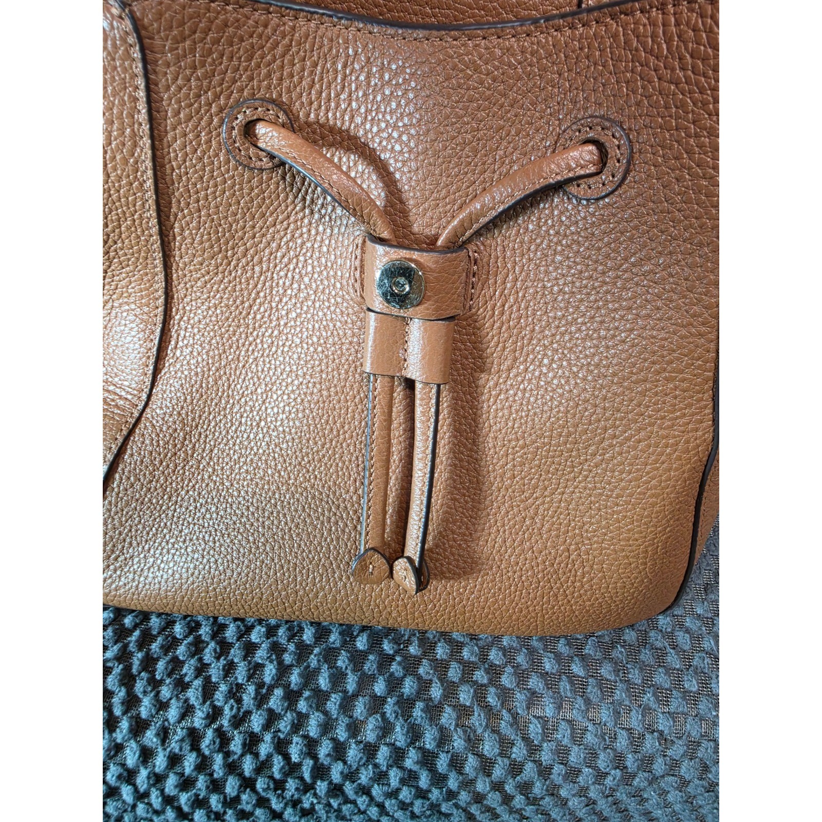Kate Spade New York Pebbled Leather Backpack Brown Drawstring Magnetic Flap Bag